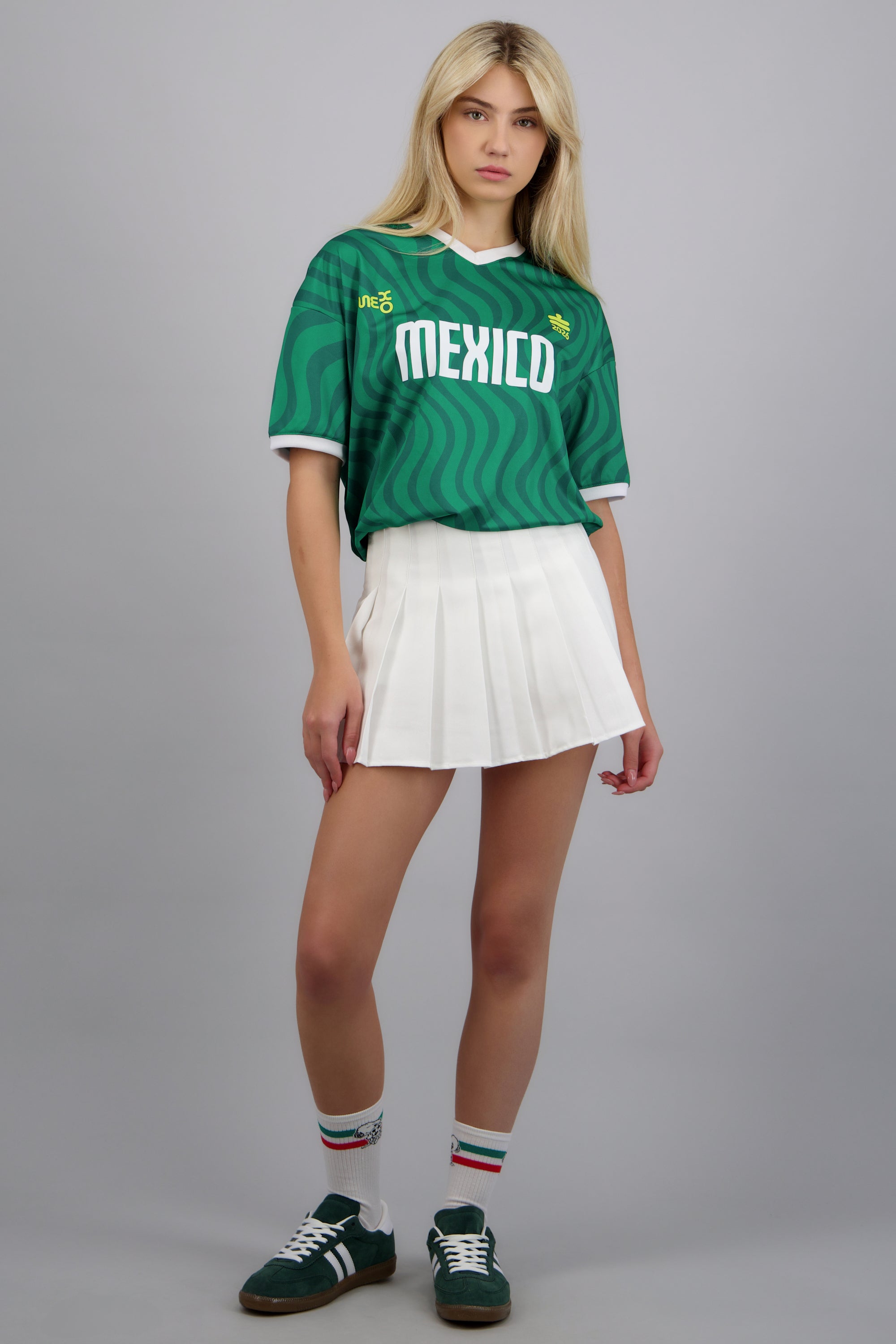 Playera oversized México gráfico ondas VERDE COMBO