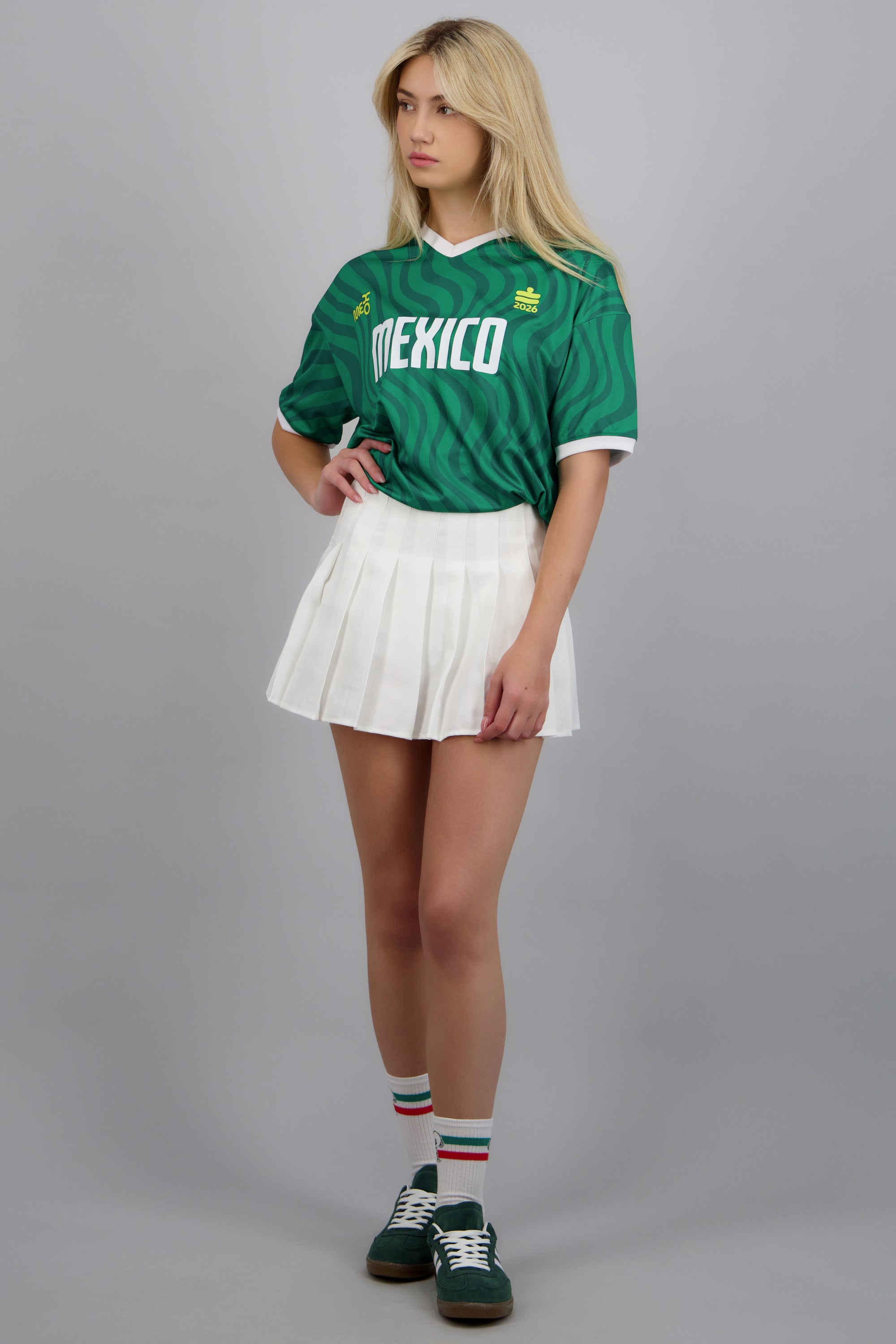 Playera oversized México gráfico ondas VERDE COMBO