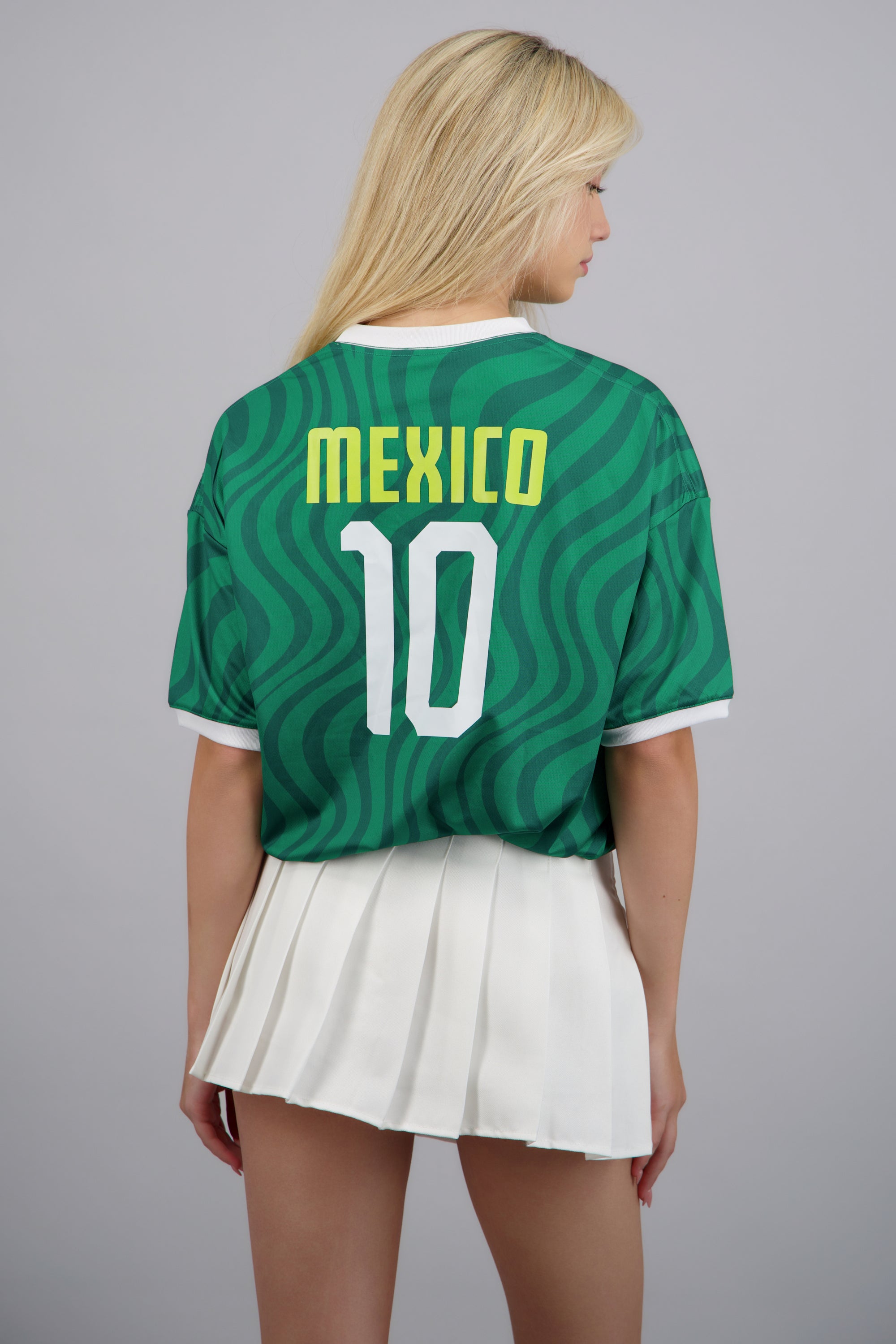Playera oversized México gráfico ondas VERDE COMBO