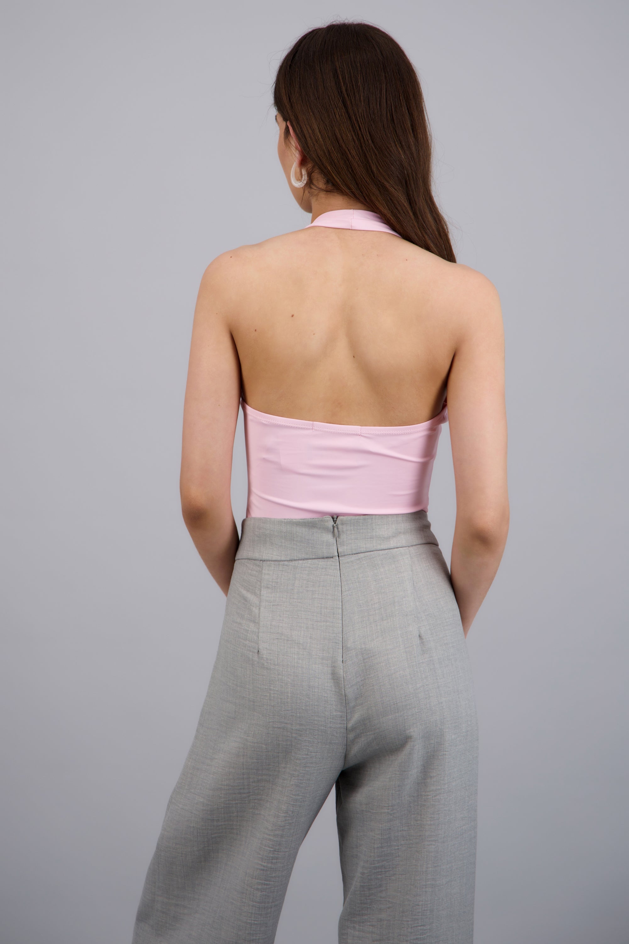 Body halter escote profundo ROSA PASTEL