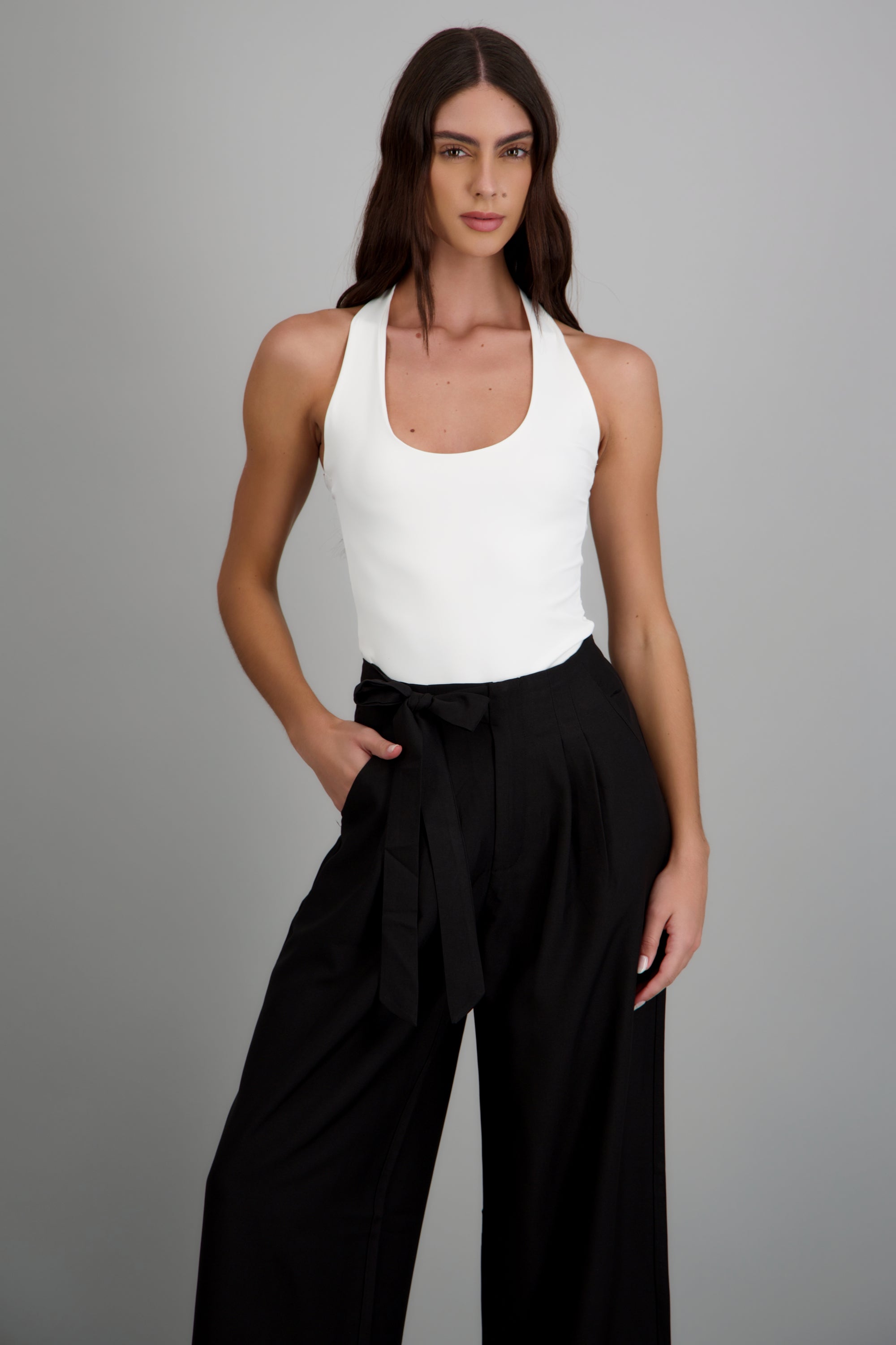 Body halter escote redondo BLANCO