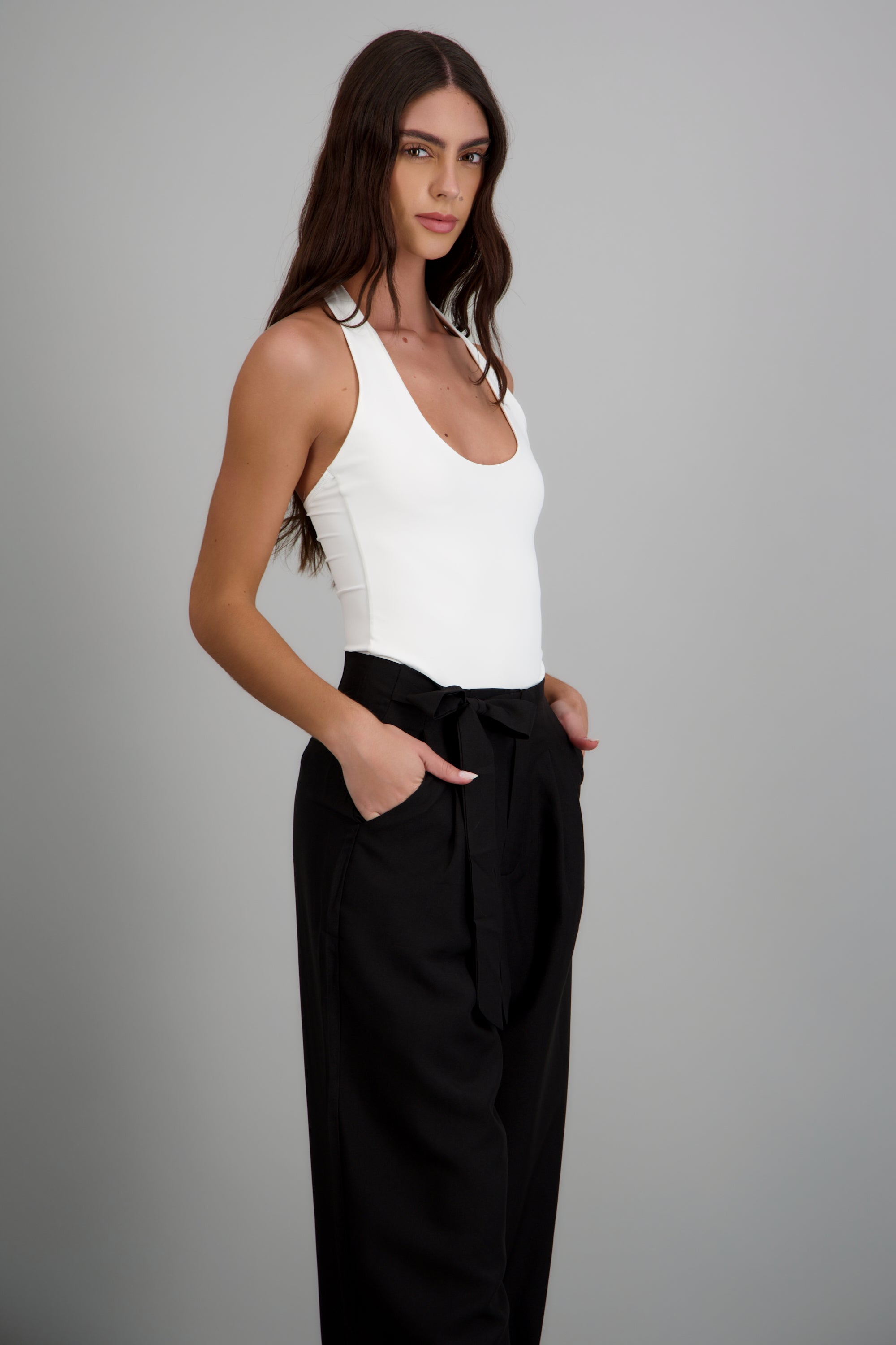 Body halter escote redondo BLANCO