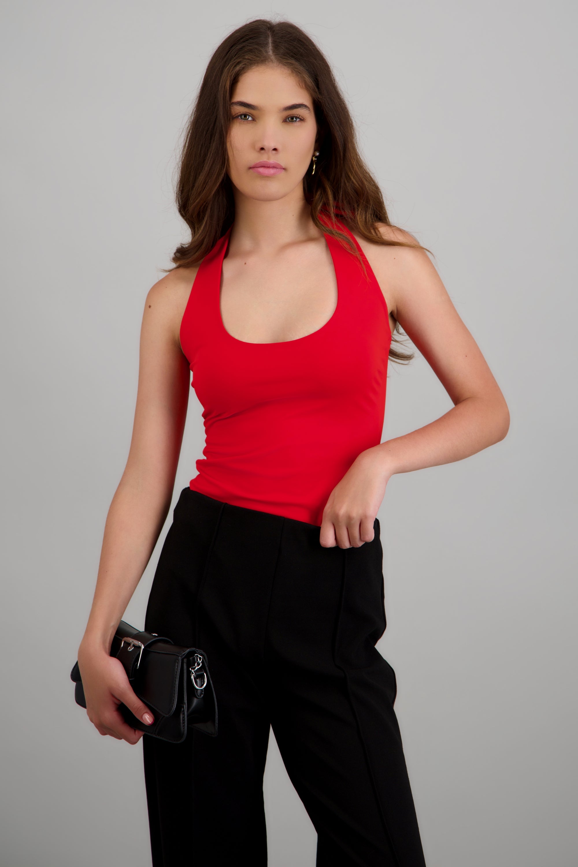 Body halter escote redondo ROJO