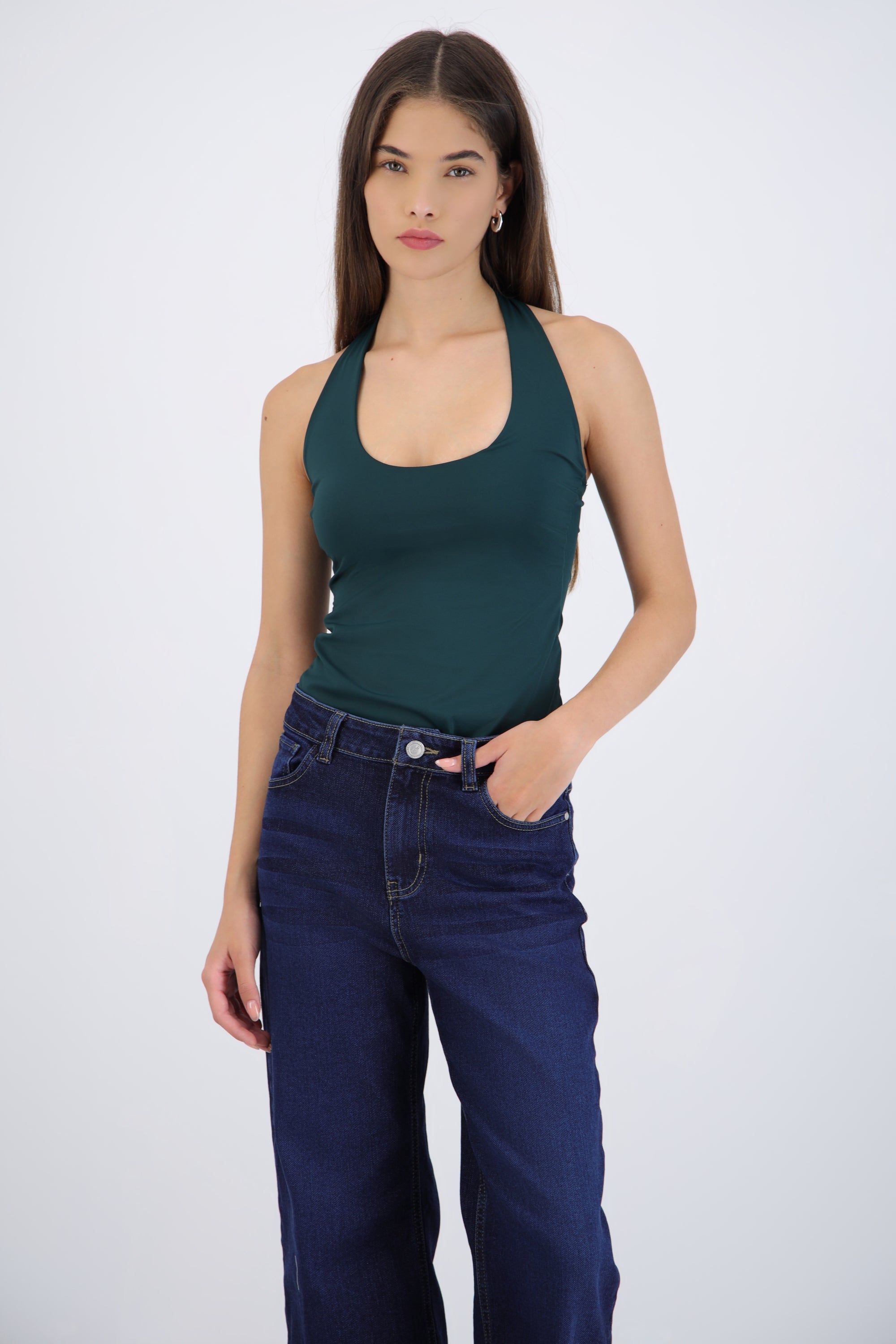 Body halter escote redondo