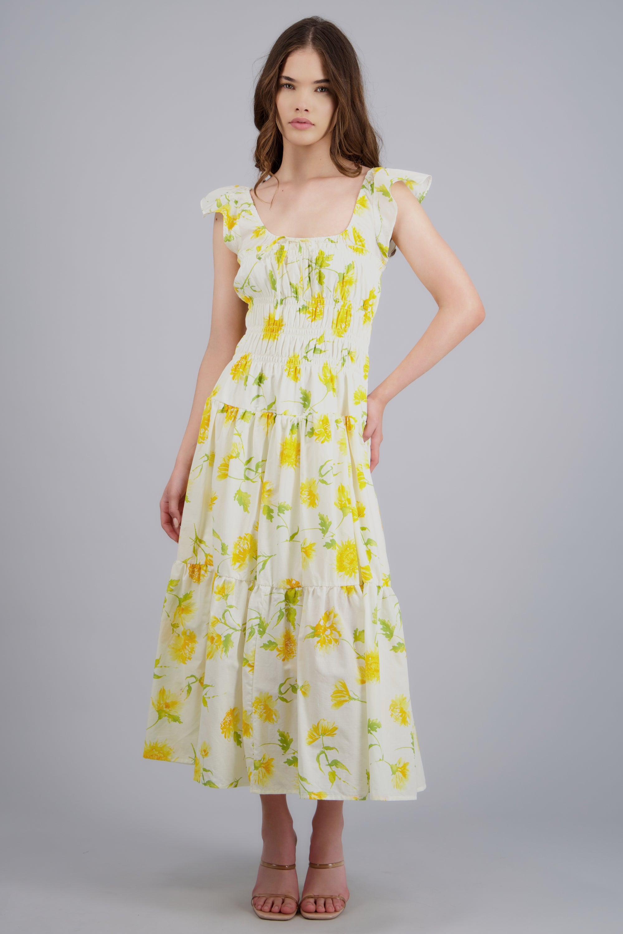 Vestido maxi estampado AMARILLO COMBO