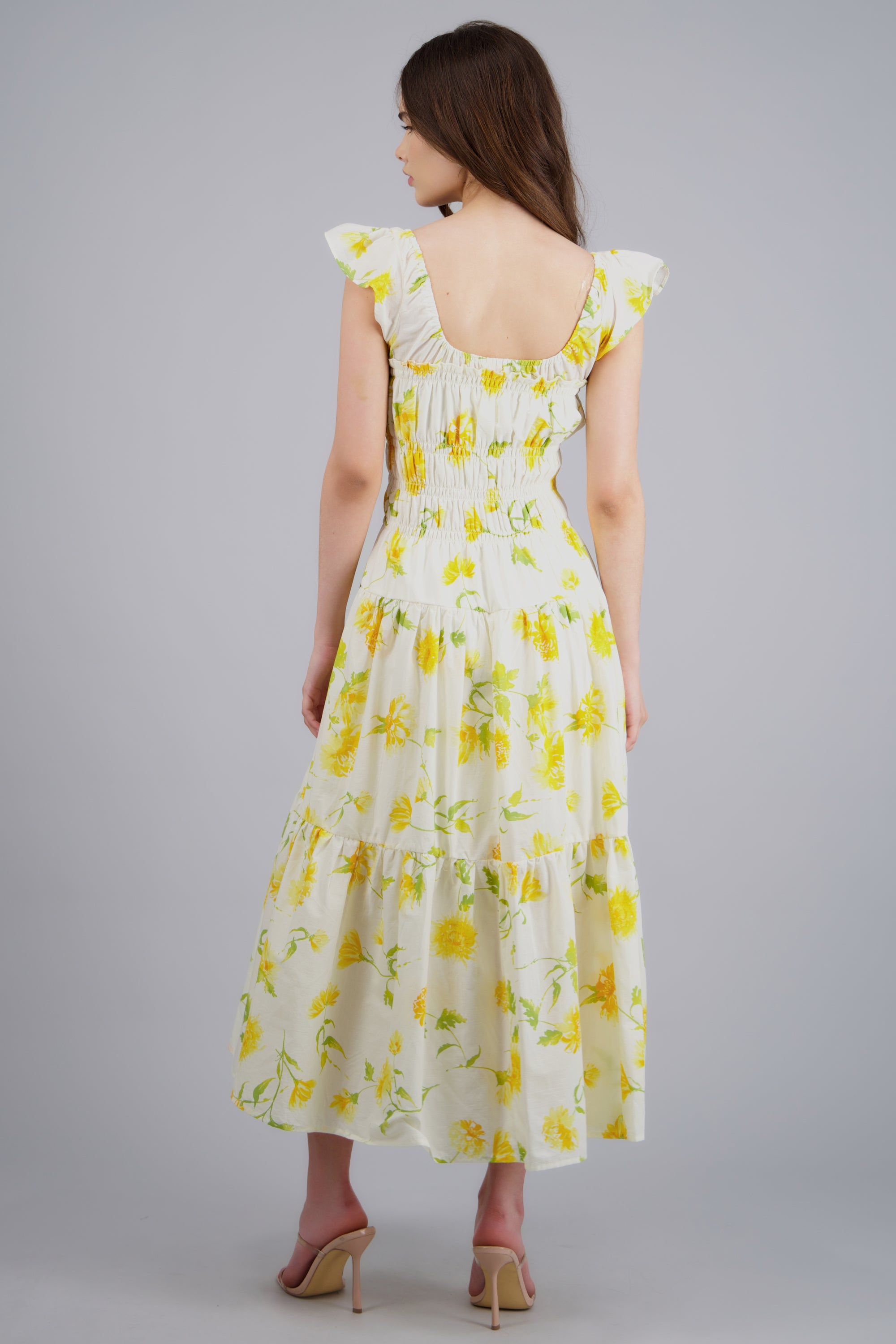 Vestido maxi estampado AMARILLO COMBO