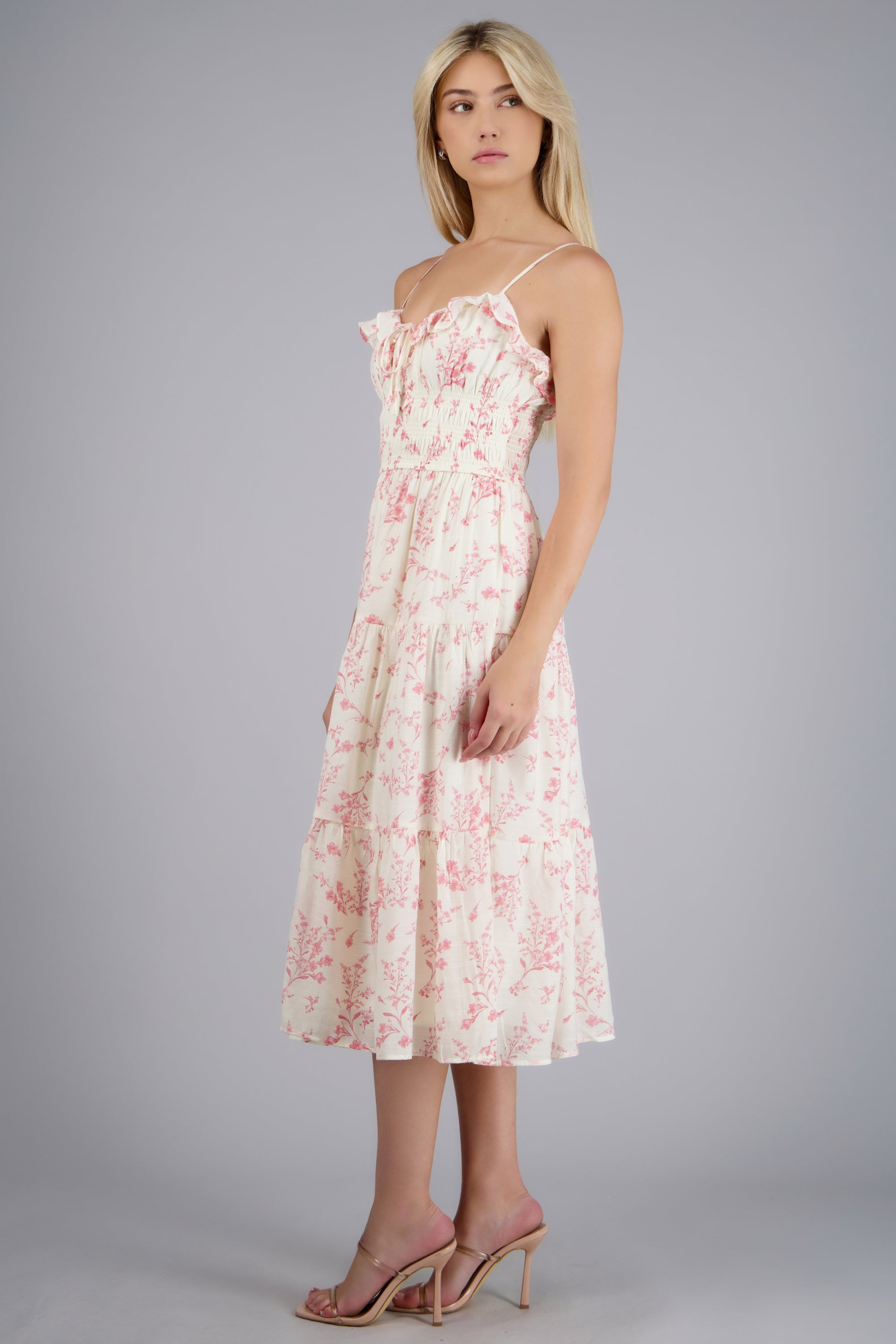 Vestido estampado flores tirantes ROSA COMBO