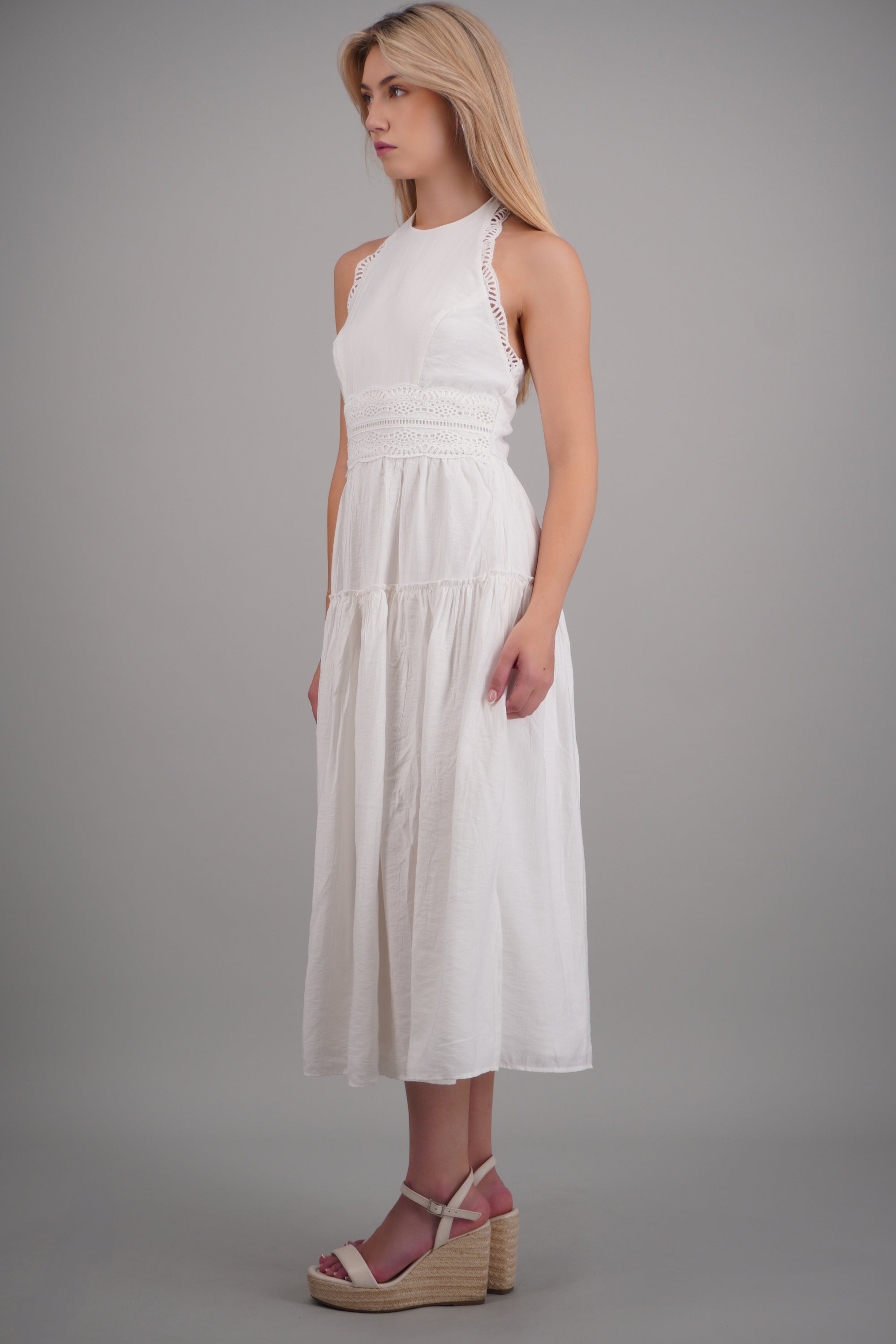 Vestido maxi halter liso BLANCO