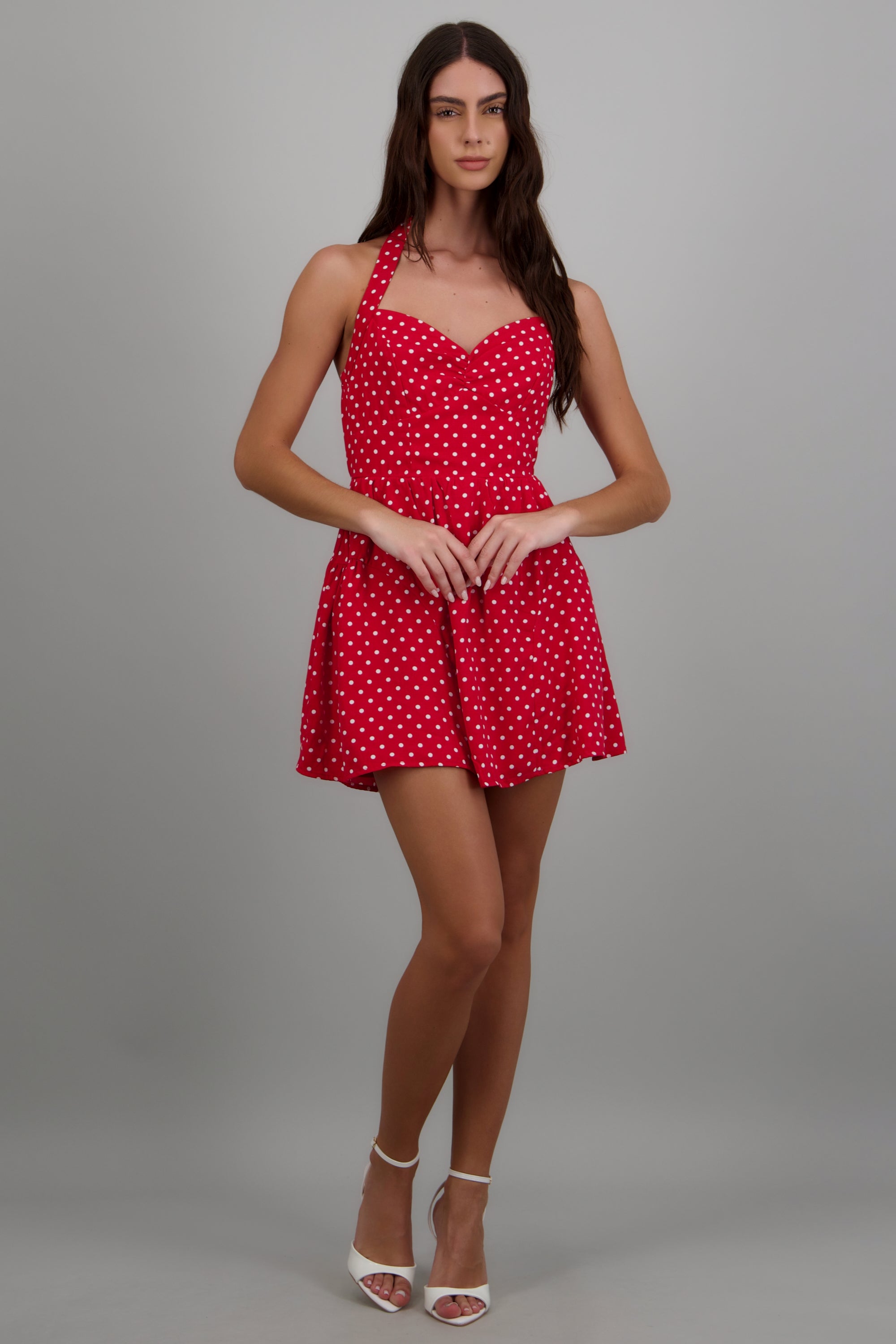 Vestido halter polkas ROJO COMBO