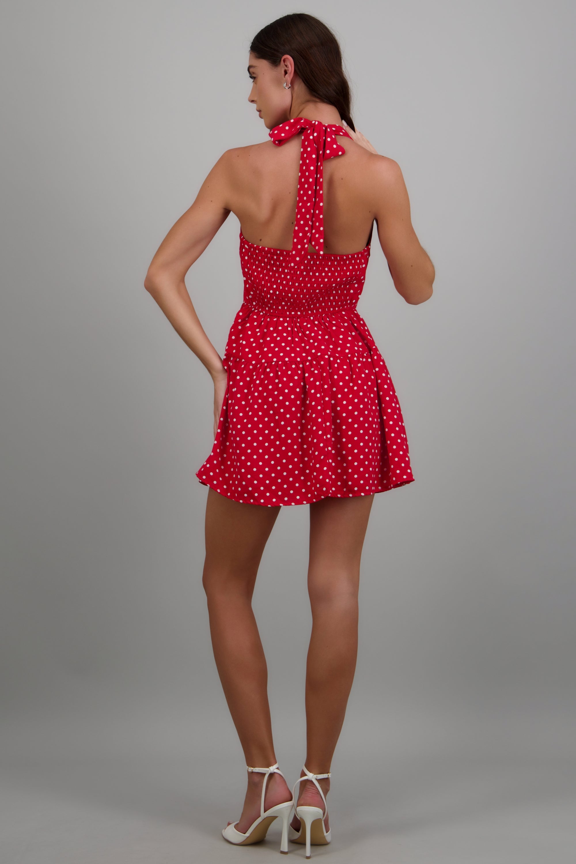 Vestido halter polkas ROJO COMBO