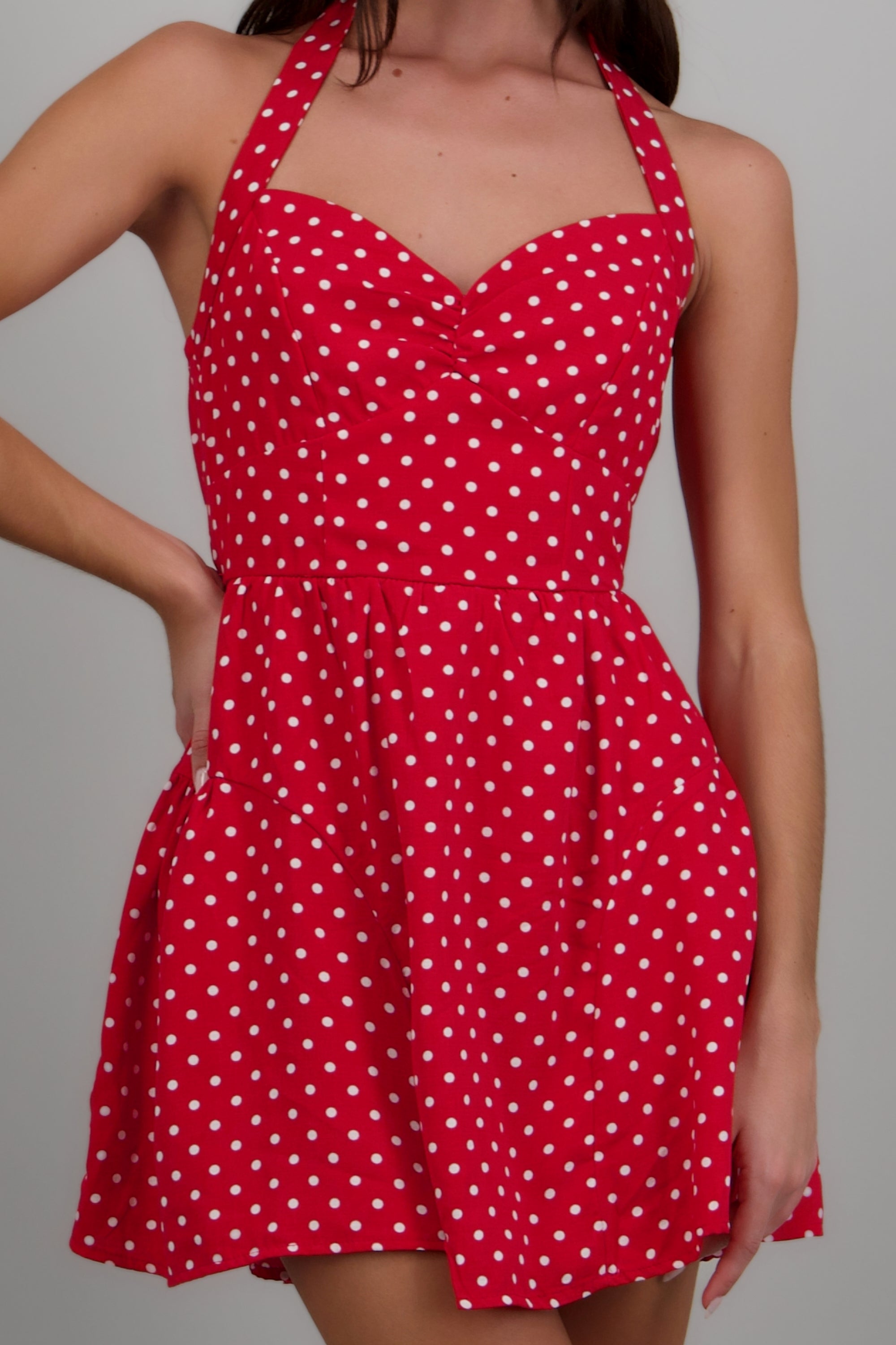 Vestido halter polkas ROJO COMBO