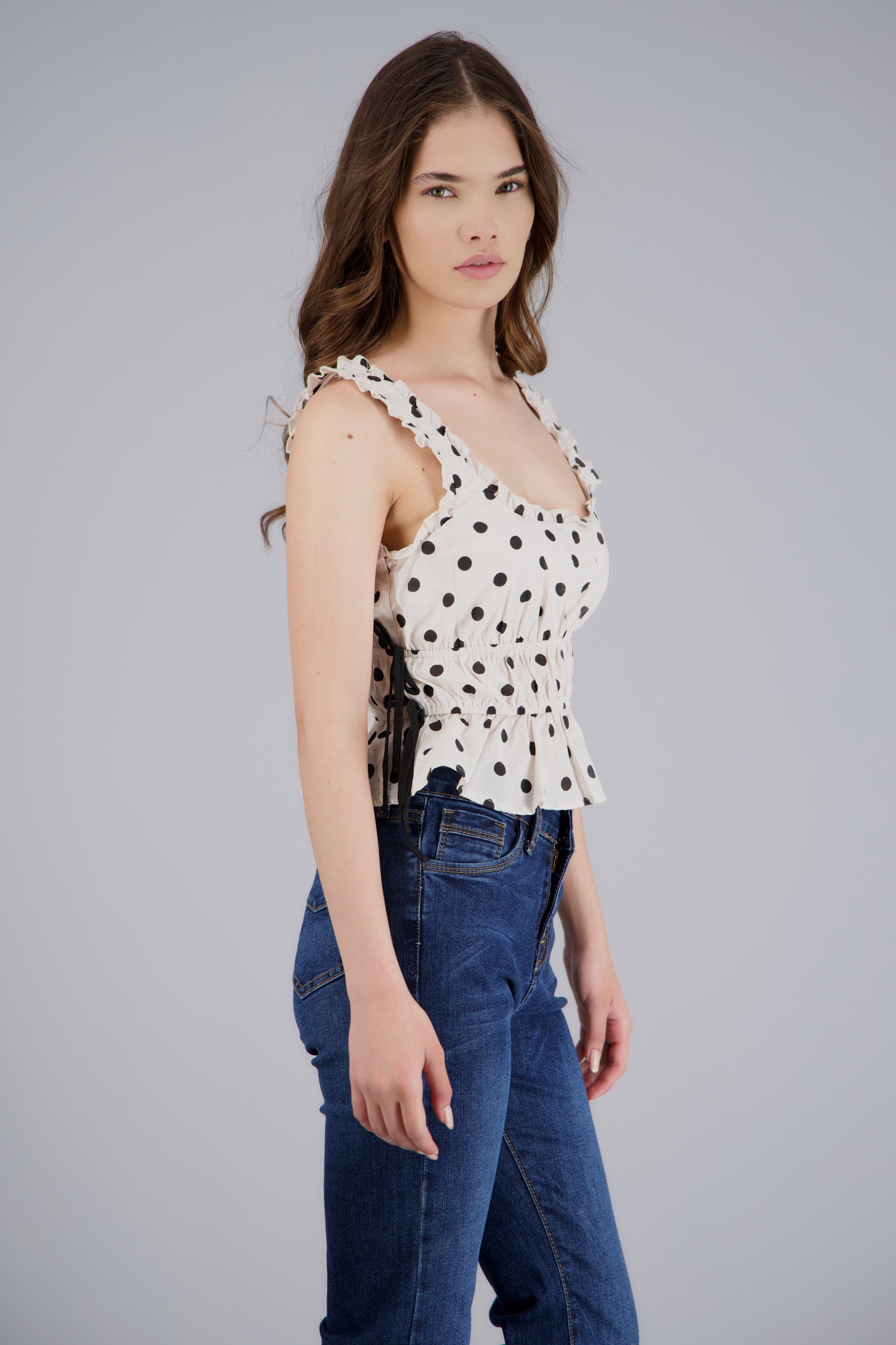 Blusa estampado polka dots CREMA