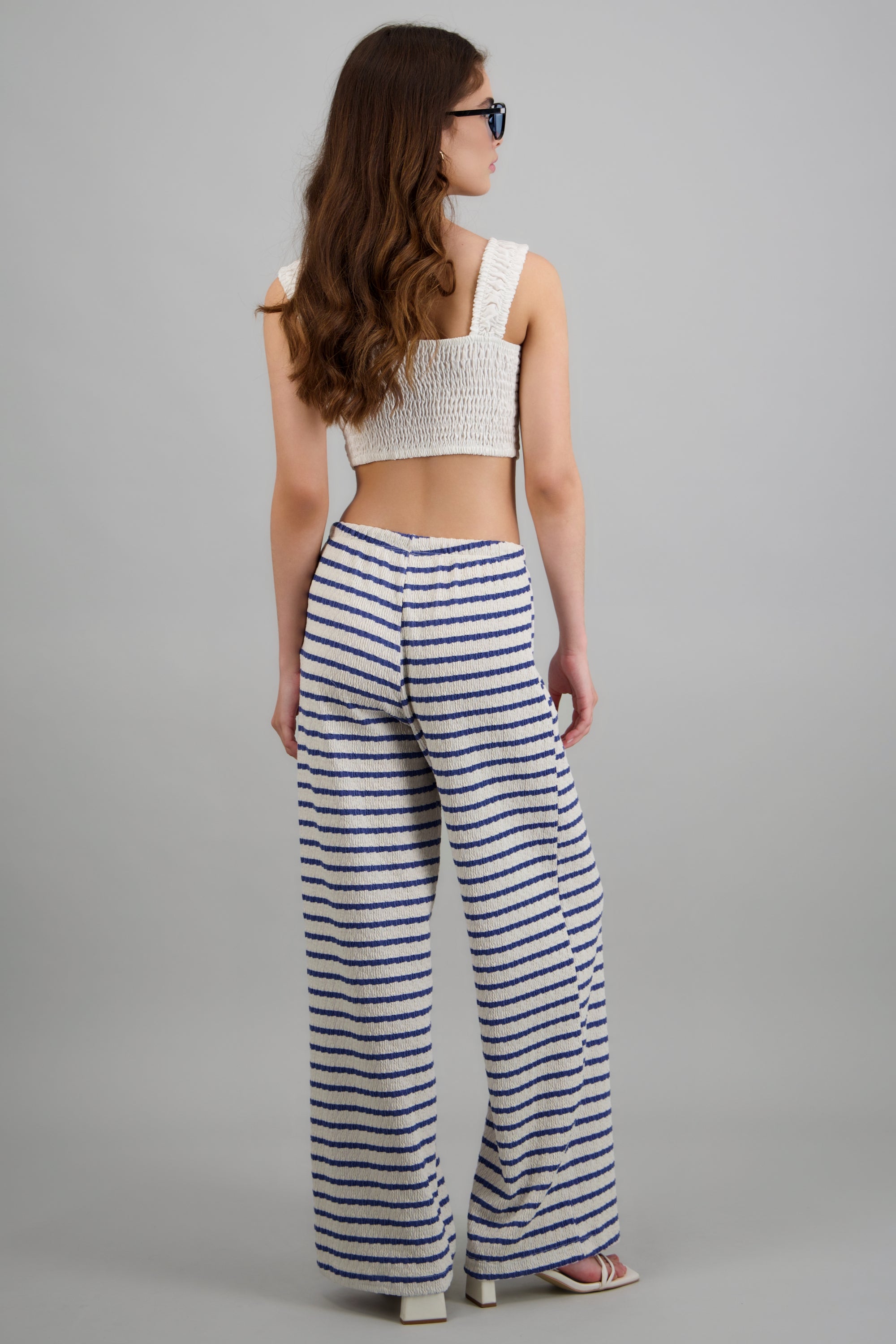 Pantalon recto detalle textura AZUL COMBO
