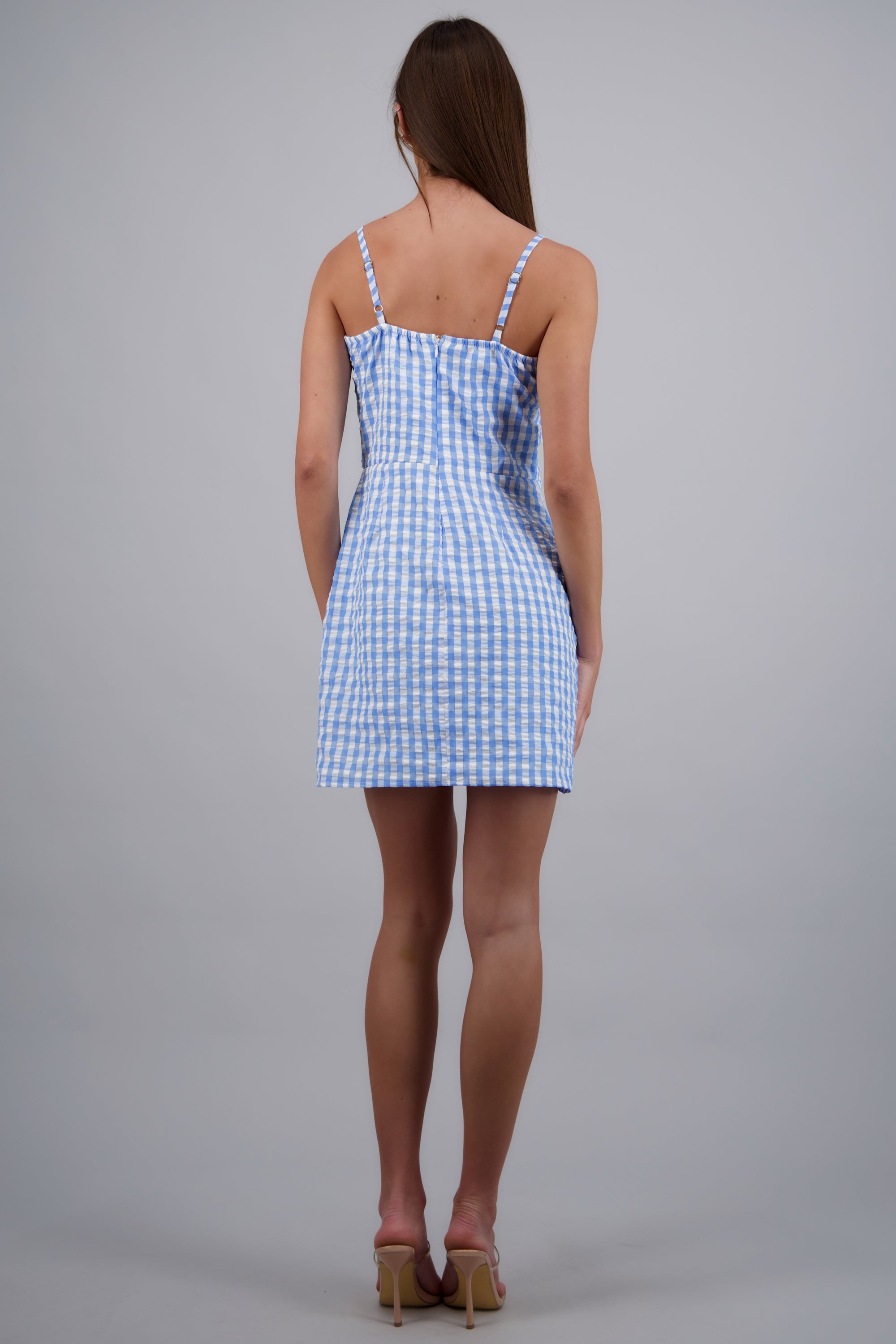 Vestido mini detalle cuadros AZUL COMBO