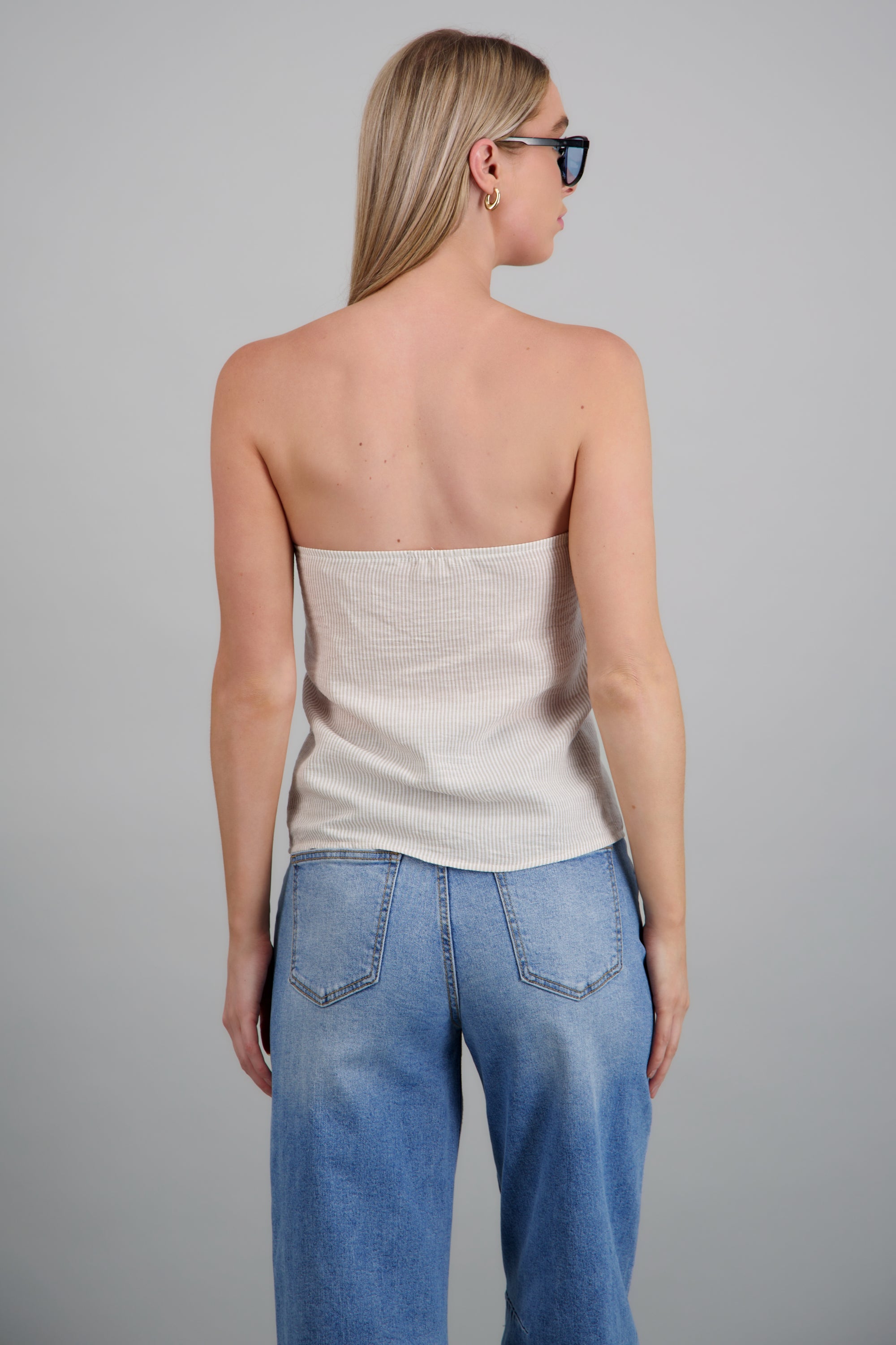 Top escote fruncido KHAKI COMBO