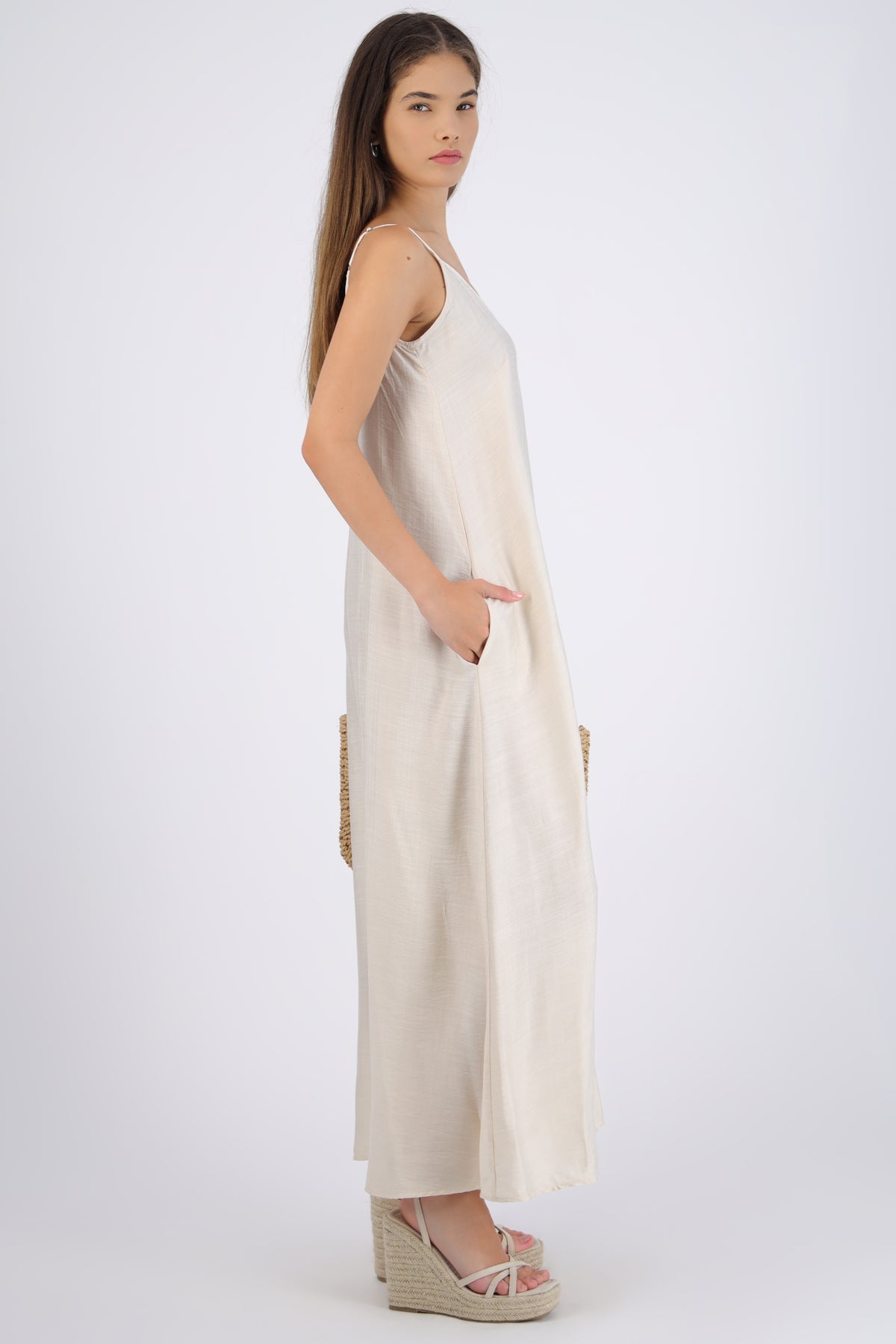 Jumpsuit fluido con bolsas CREMA