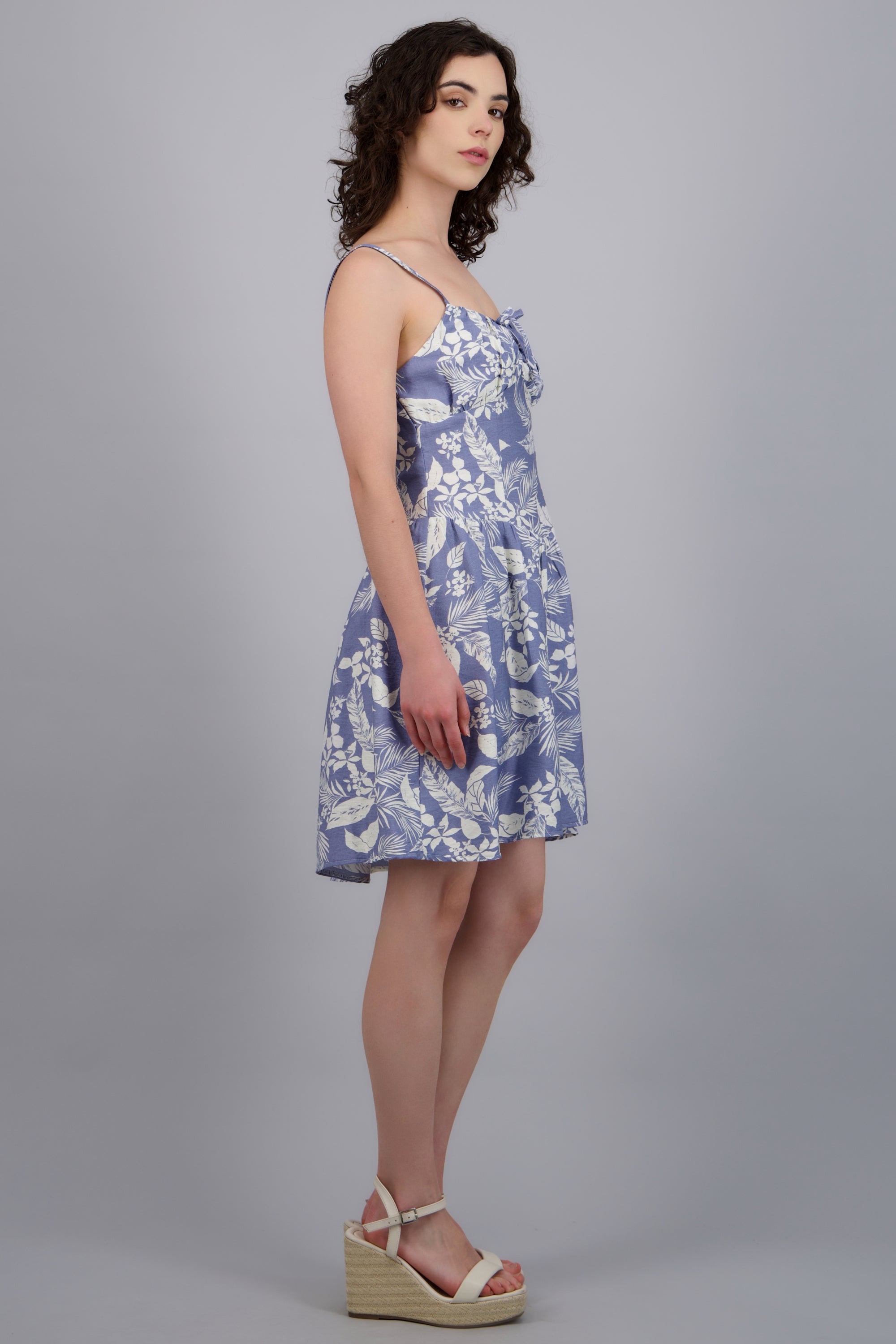Vestido mini estampado flores AZUL COMBO