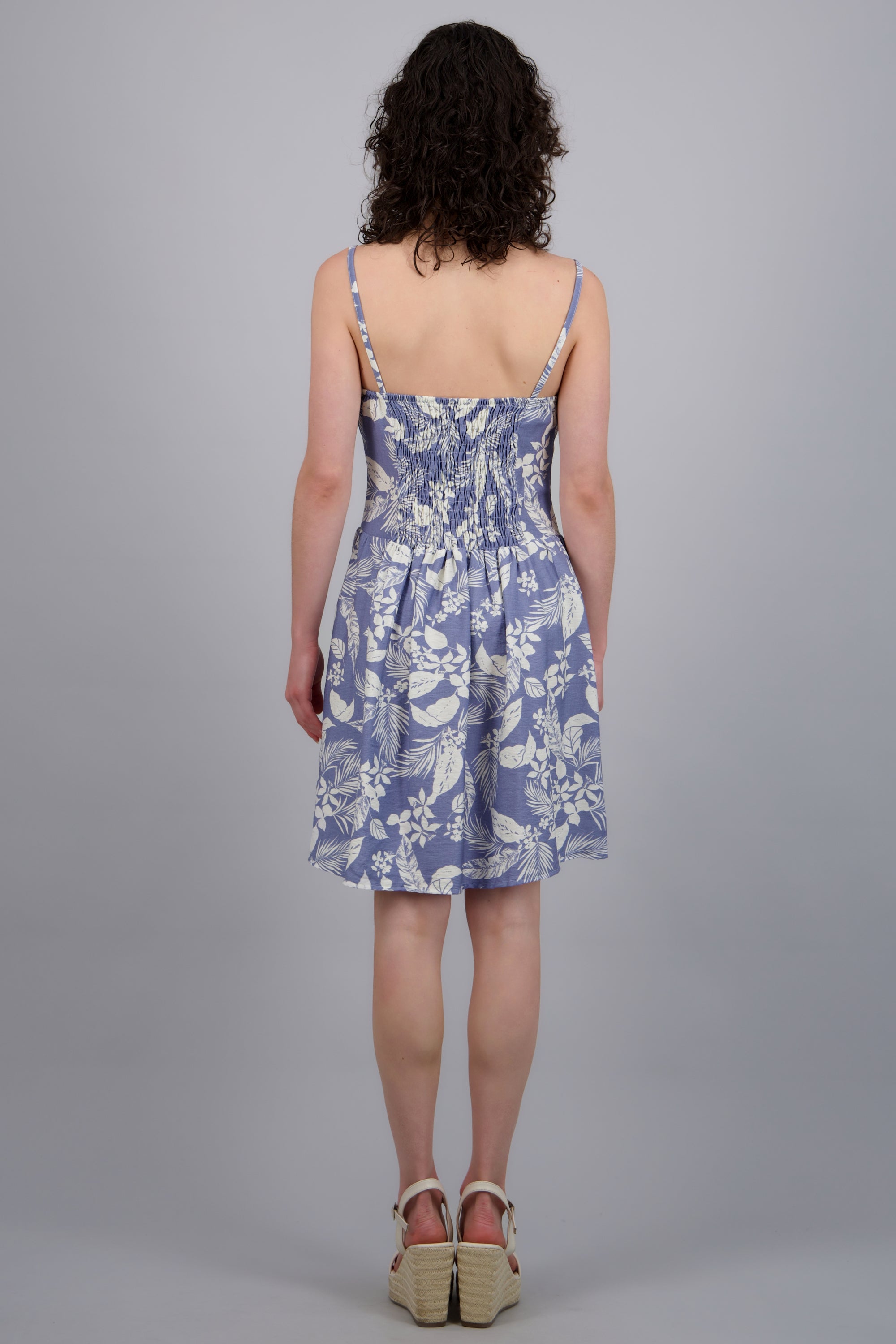 Vestido mini estampado flores AZUL COMBO