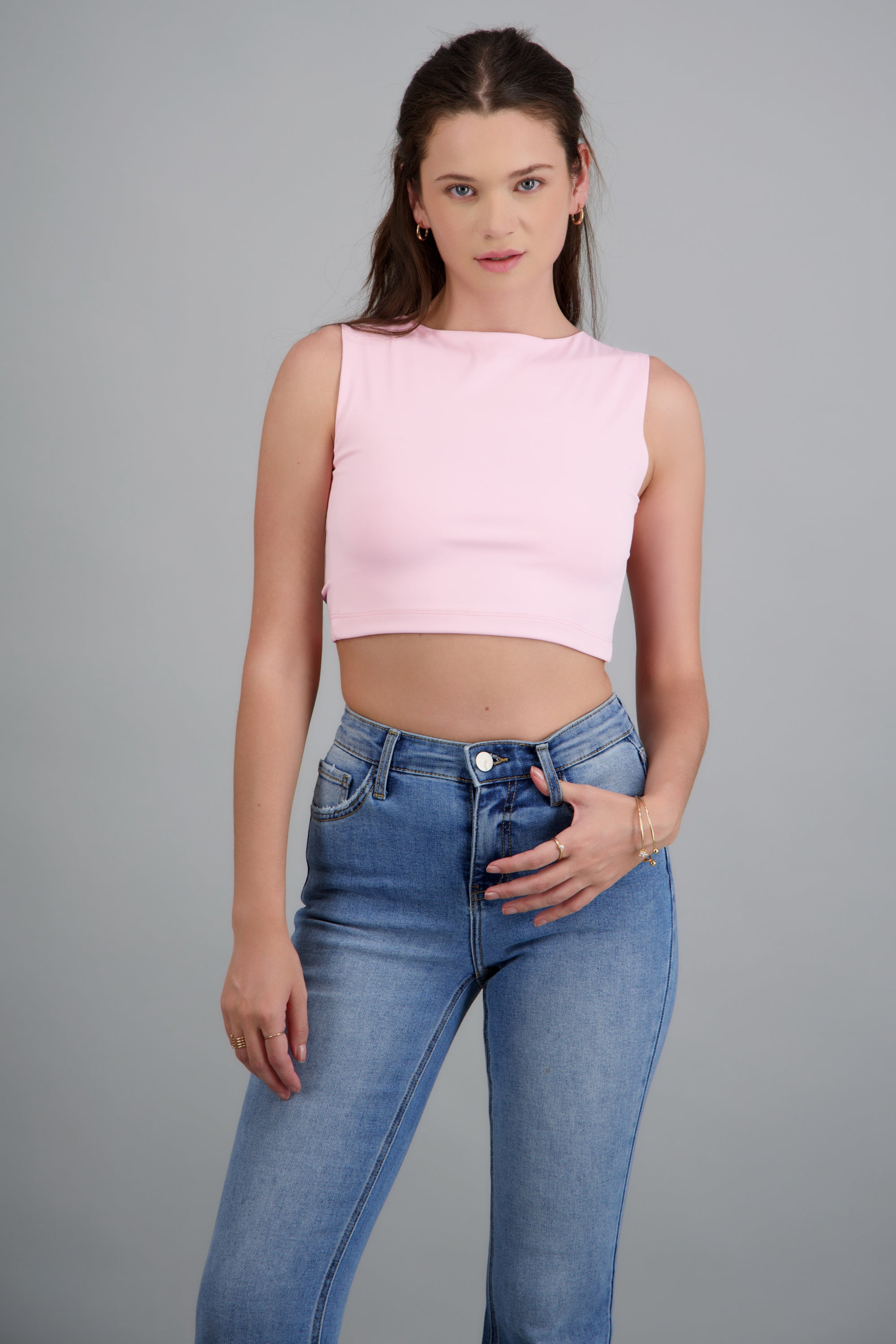Top espalda descubierta detalle moño ROSA PASTEL