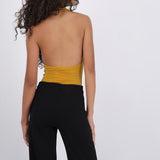 Bodysuit halter escote cascada drapeado