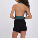 Bodysuit halter escote cascada drapeado