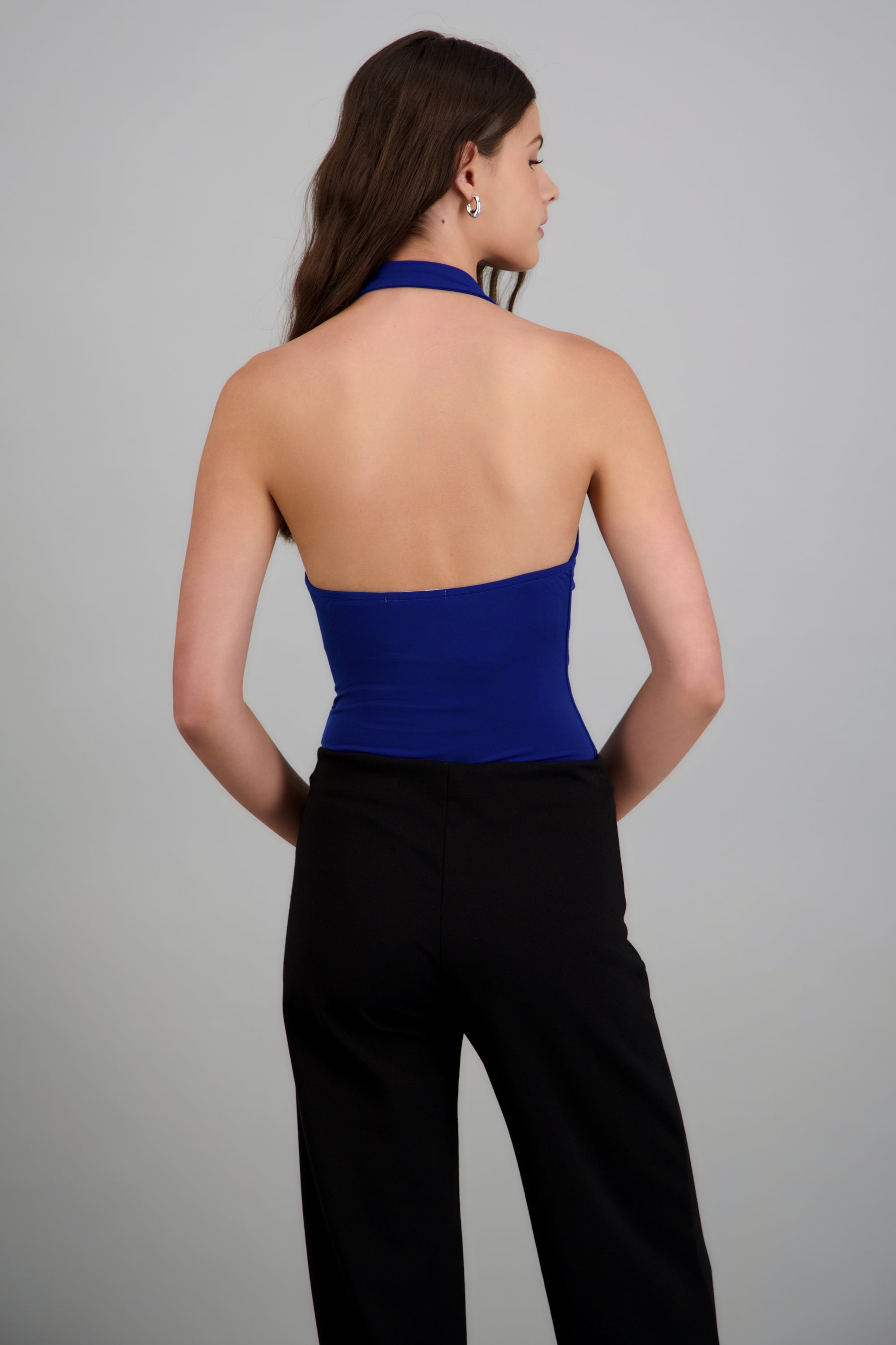 Bodysuit halter escote cascada drapeado AZUL REY