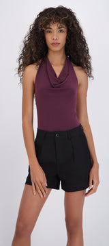Bodysuit halter escote cascada drapeado