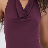 Bodysuit halter escote cascada drapeado