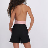Bodysuit halter escote cascada drapeado