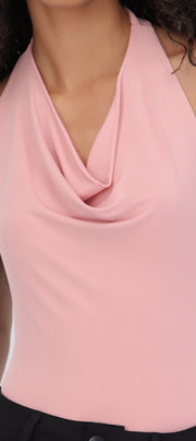 Bodysuit halter escote cascada drapeado