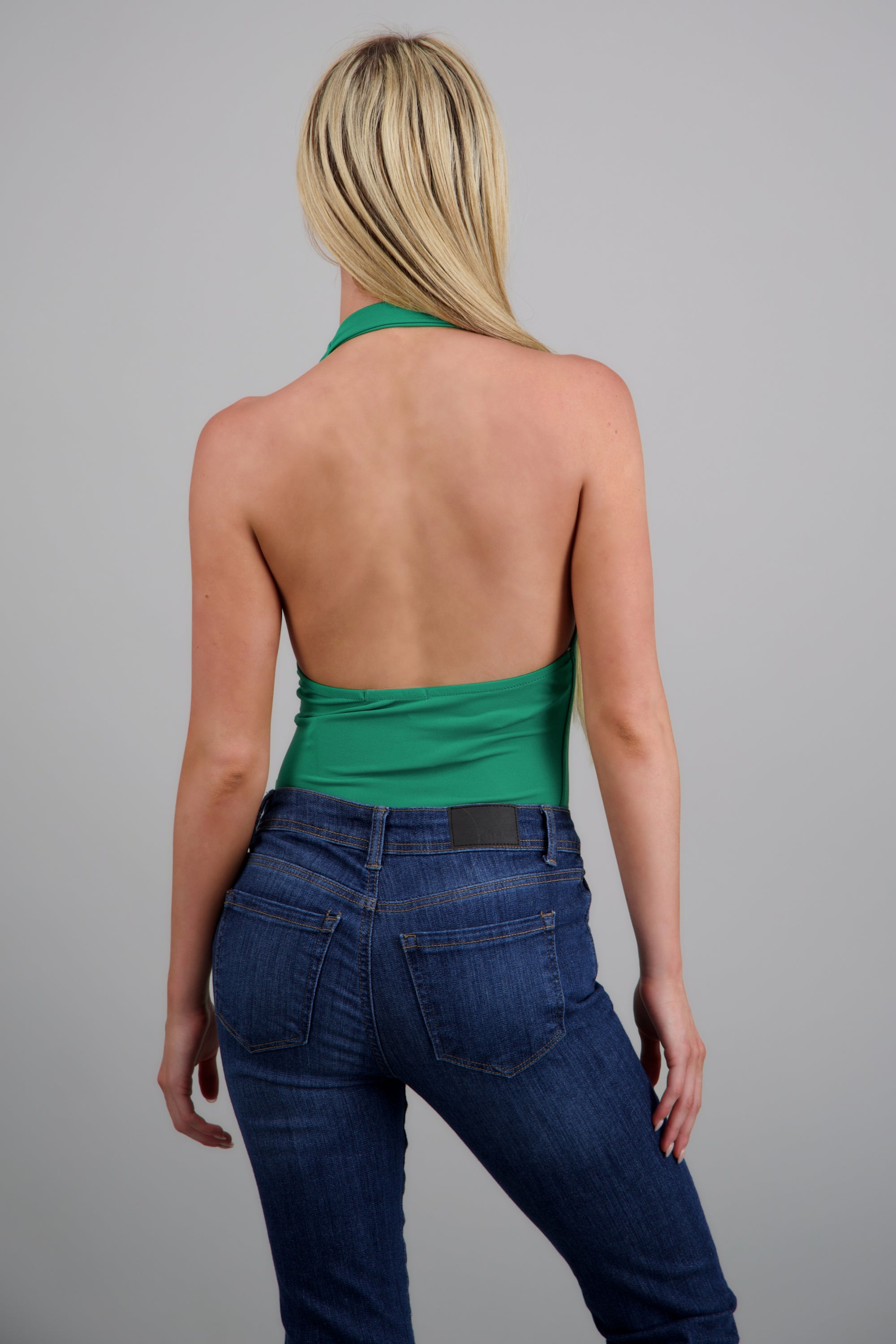 Bodysuit halter escote cascada drapeado VERDE