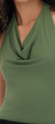 Bodysuit halter escote cascada drapeado