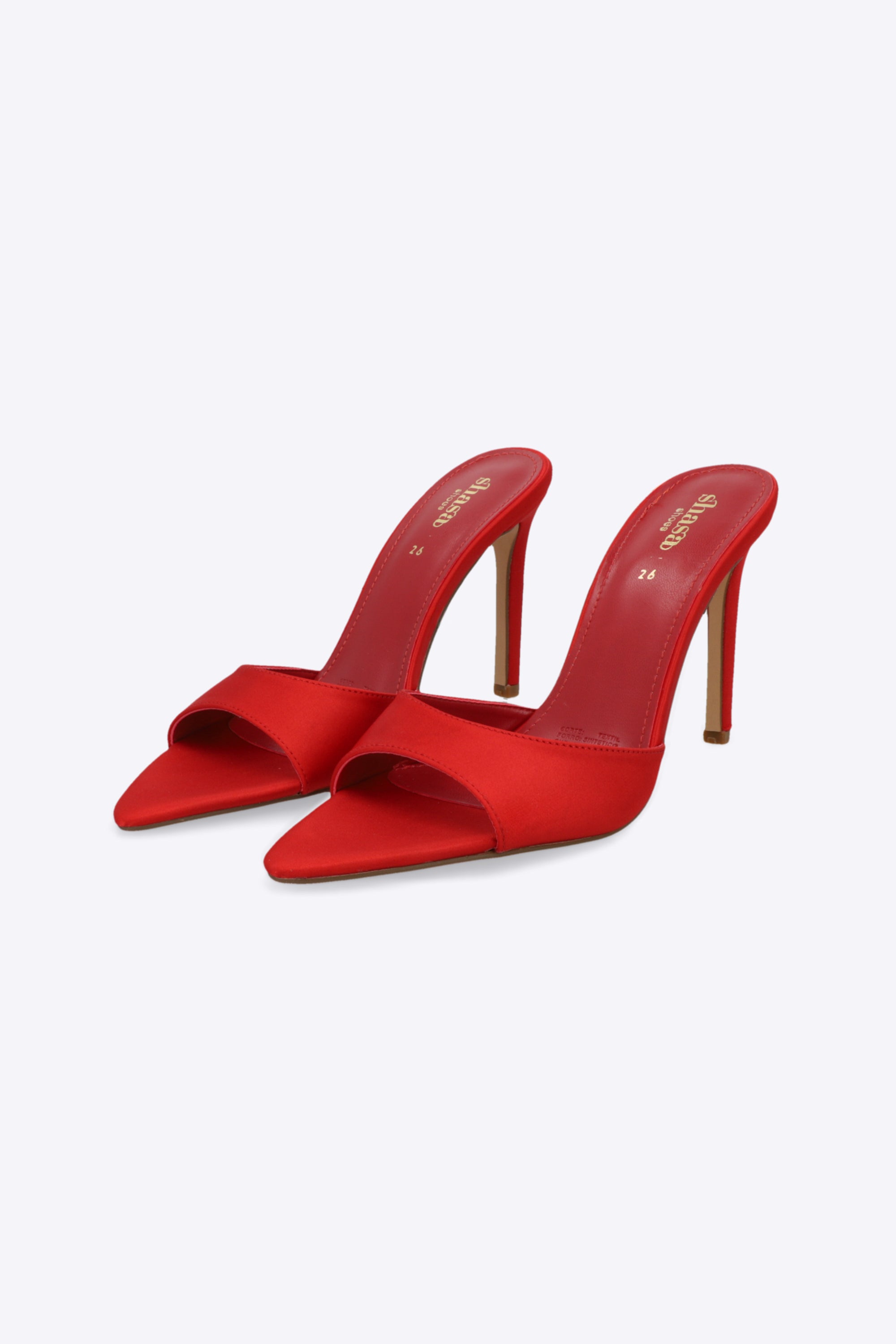 Tacon pointy pep toe satin