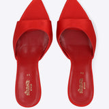Tacon pointy pep toe satin