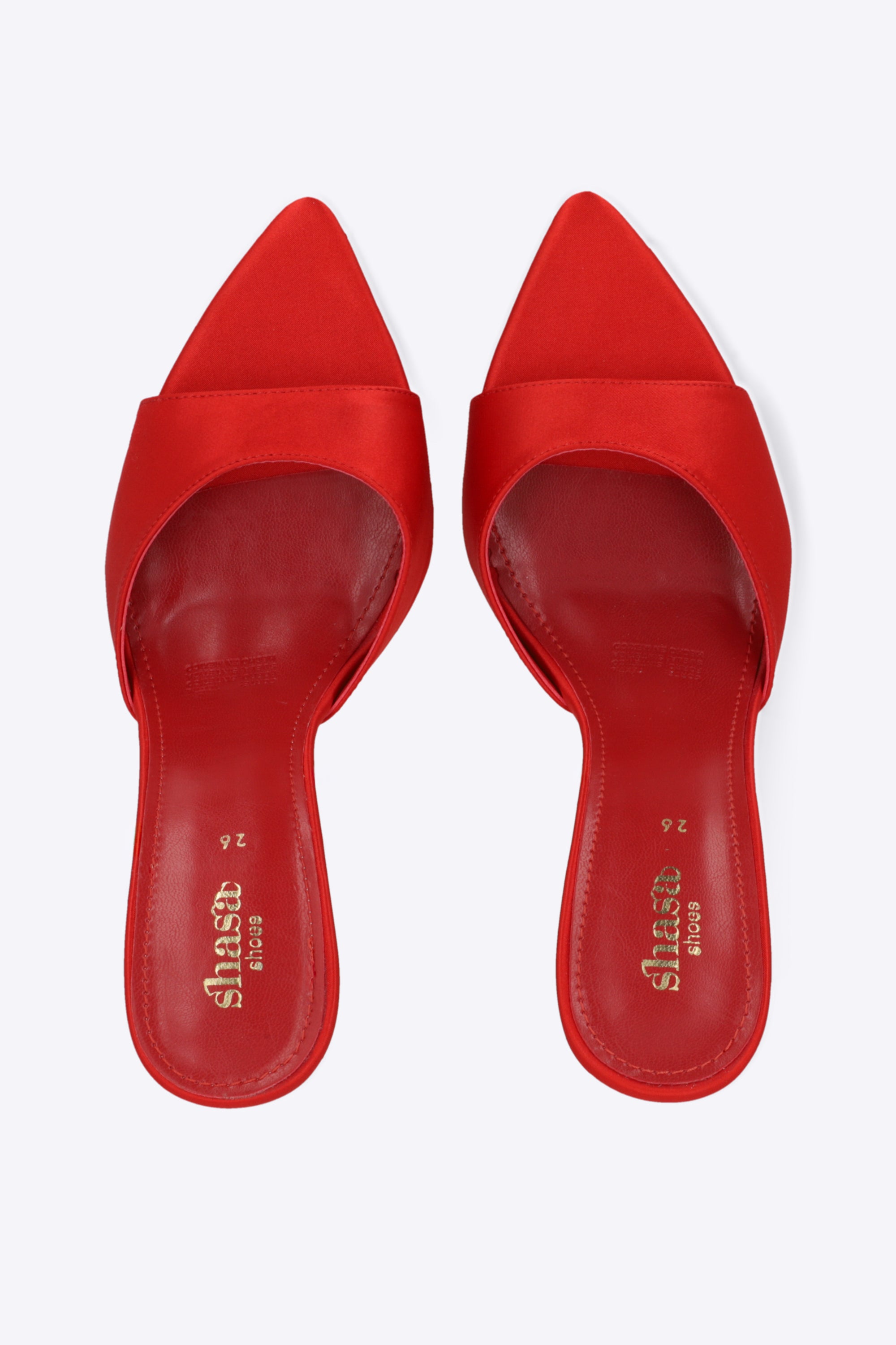 Tacon pointy pep toe satin