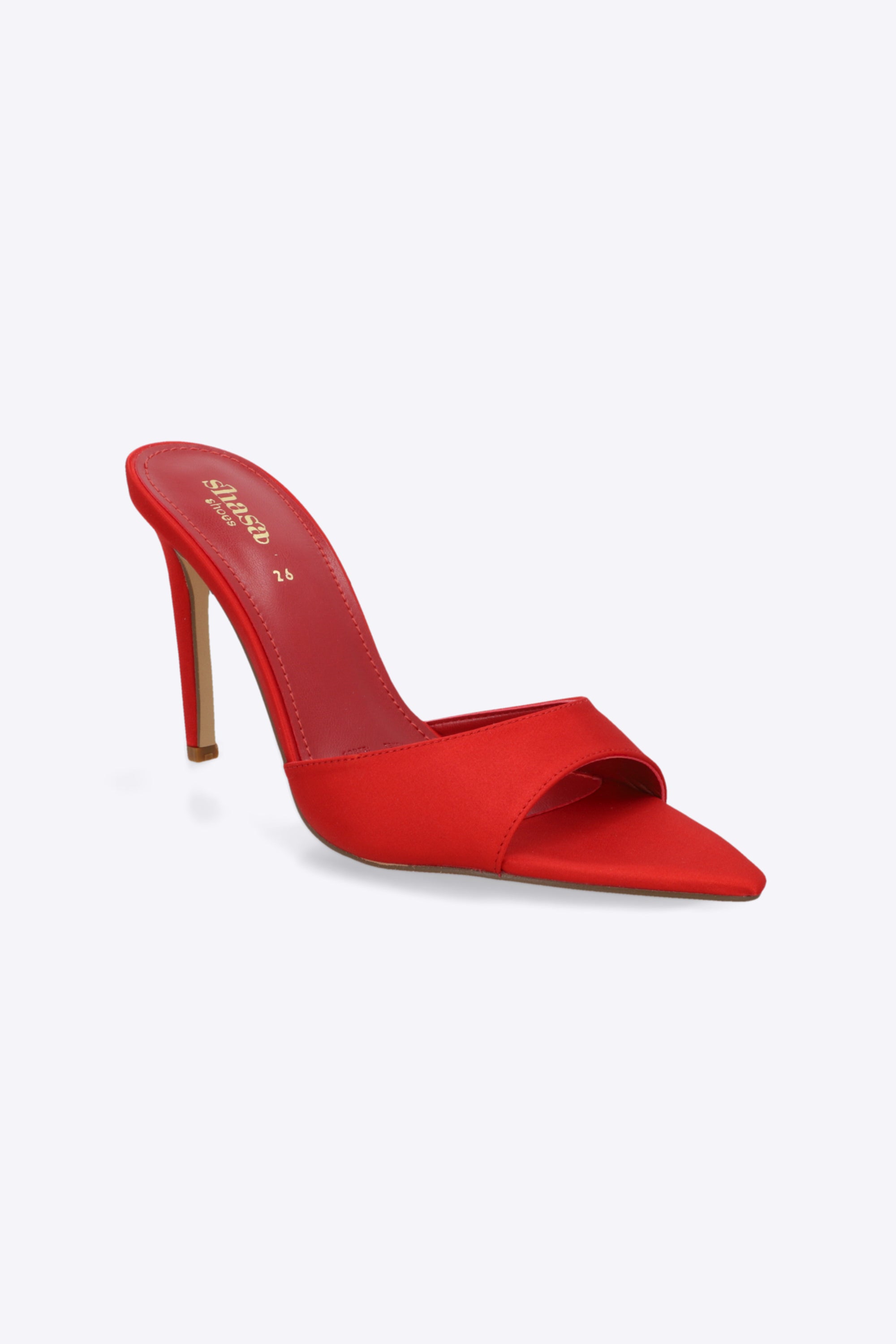 Tacon pointy pep toe satin