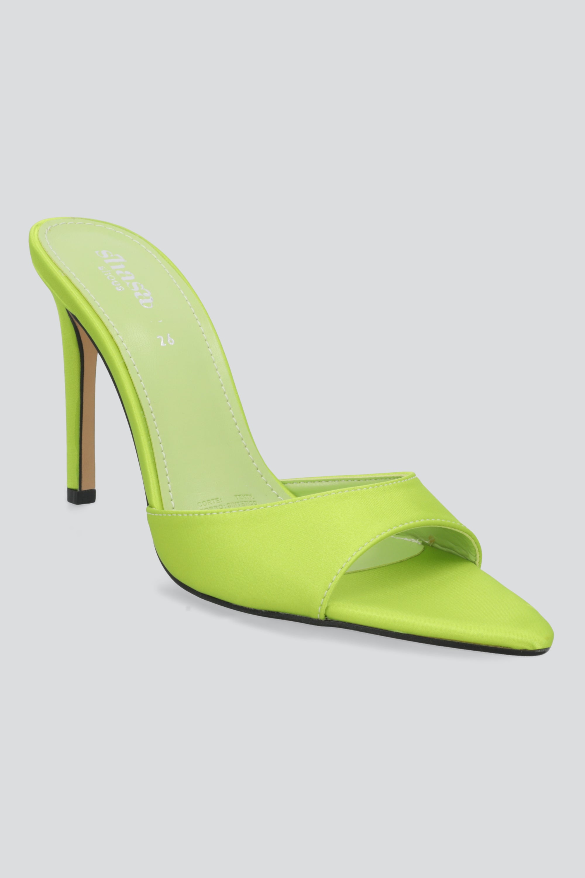 Tacon pointy pep toe satin VERDE