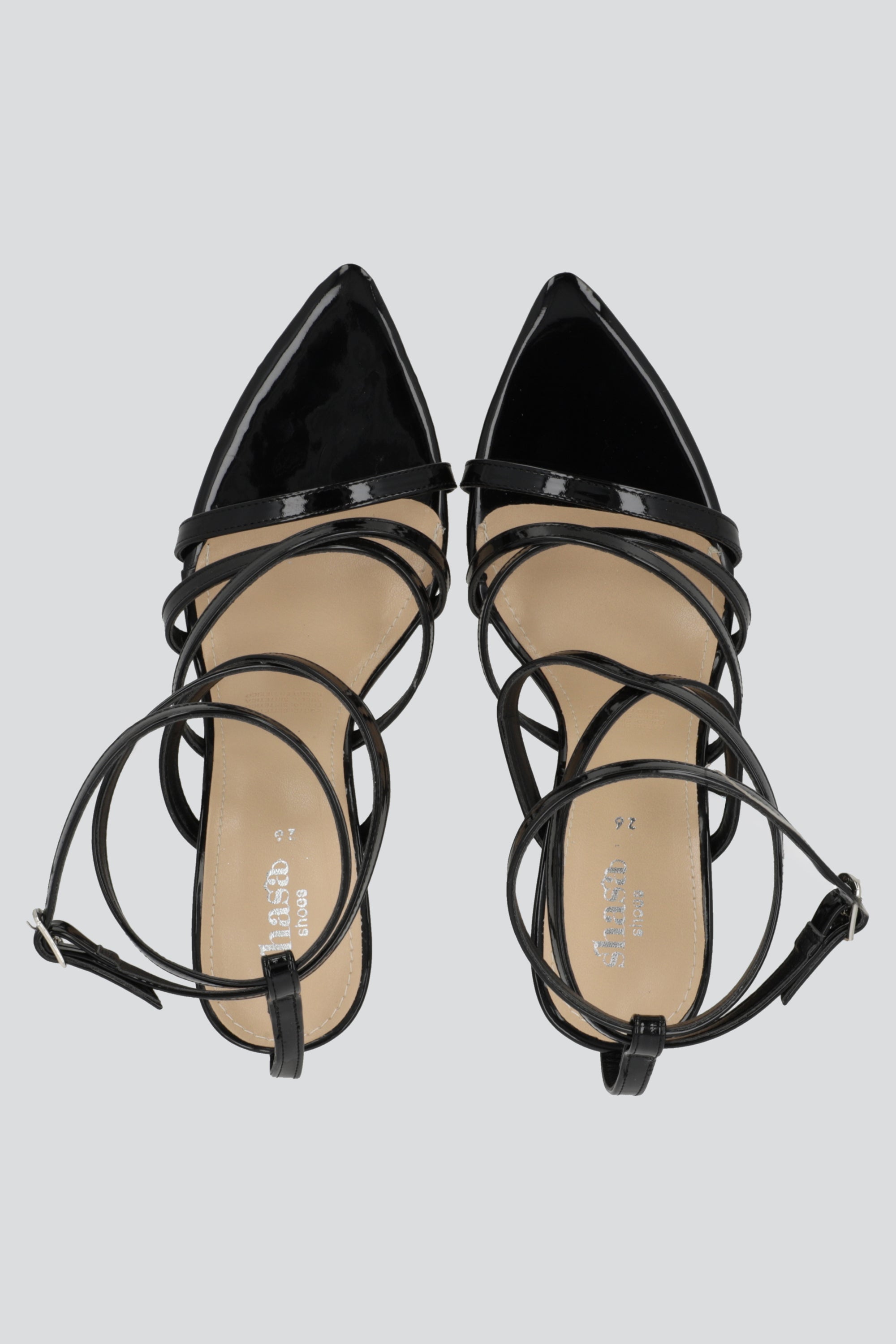 Tacon pointy alto multitiras NEGRO