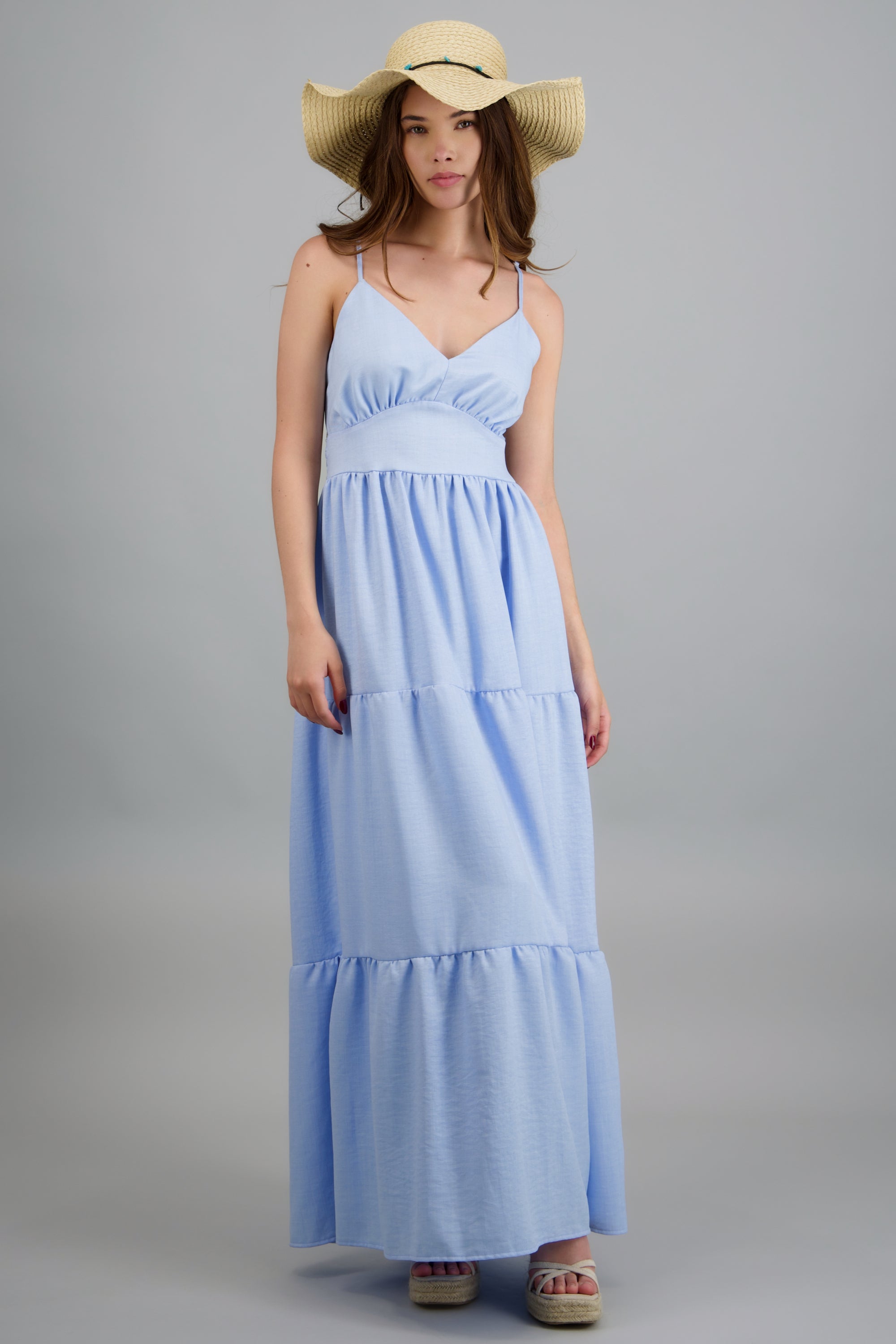Vestido maxi detalle espalda AZUL PASTEL