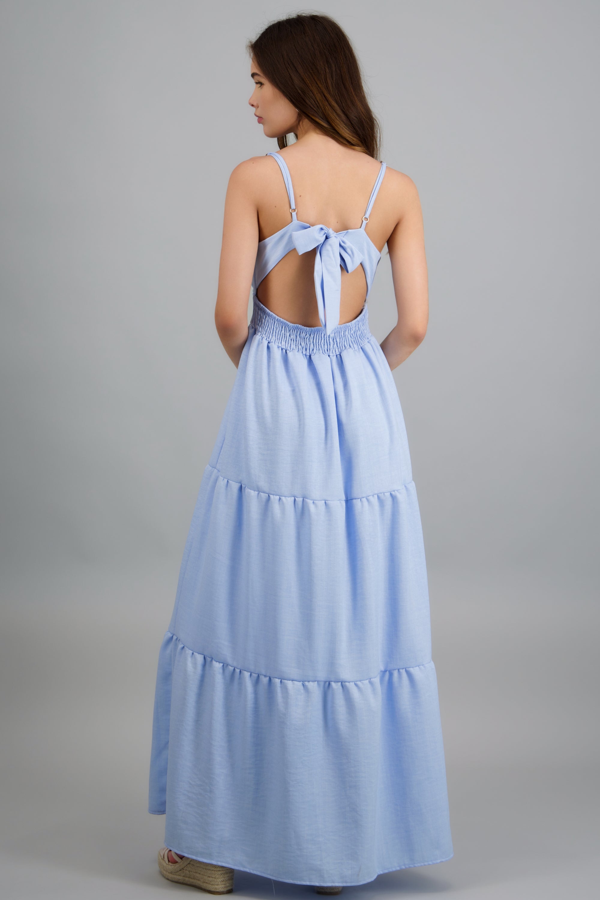 Vestido maxi detalle espalda AZUL PASTEL