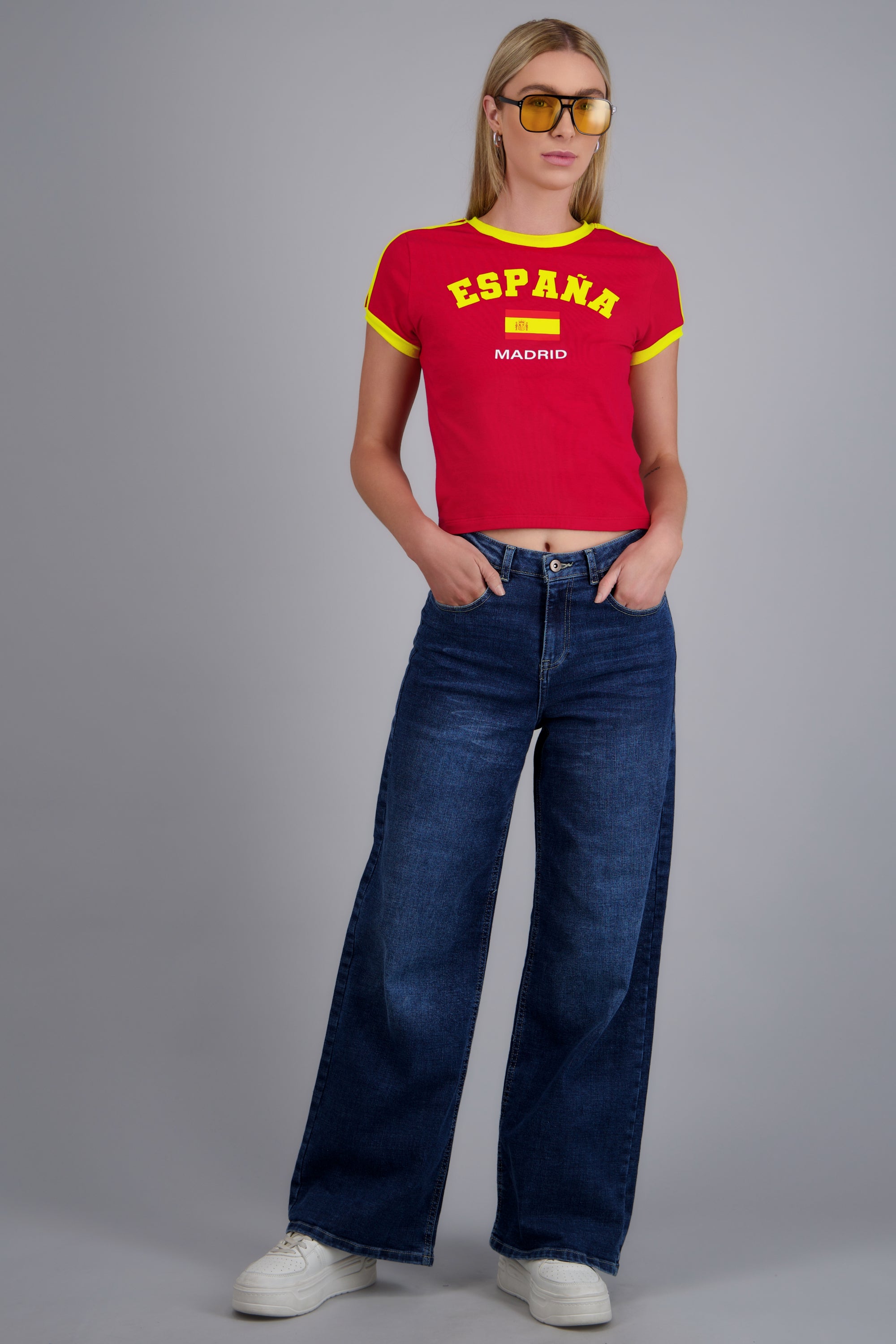 Playera corta contraste España ROJO COMBO