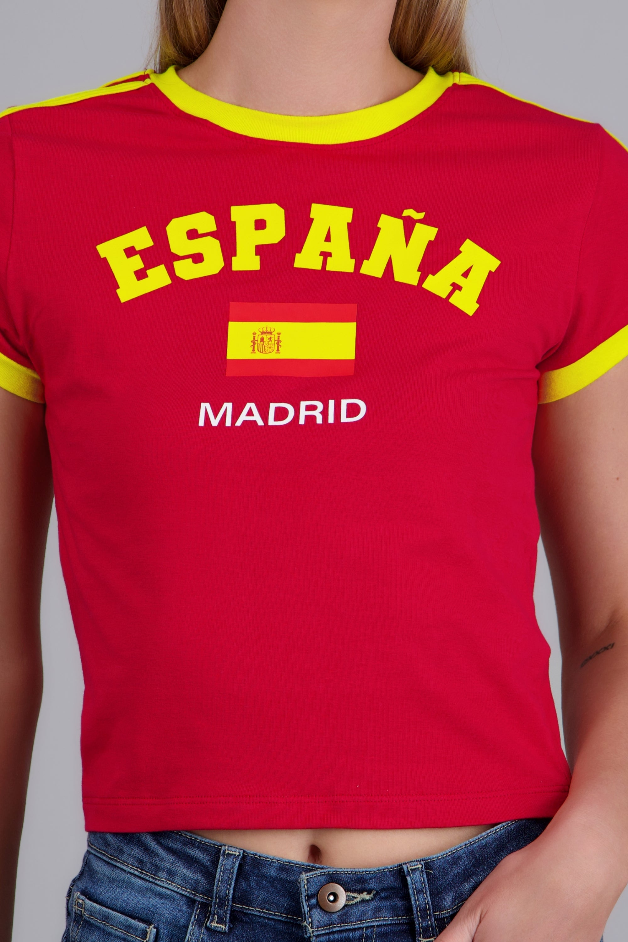 Playera corta contraste España ROJO COMBO