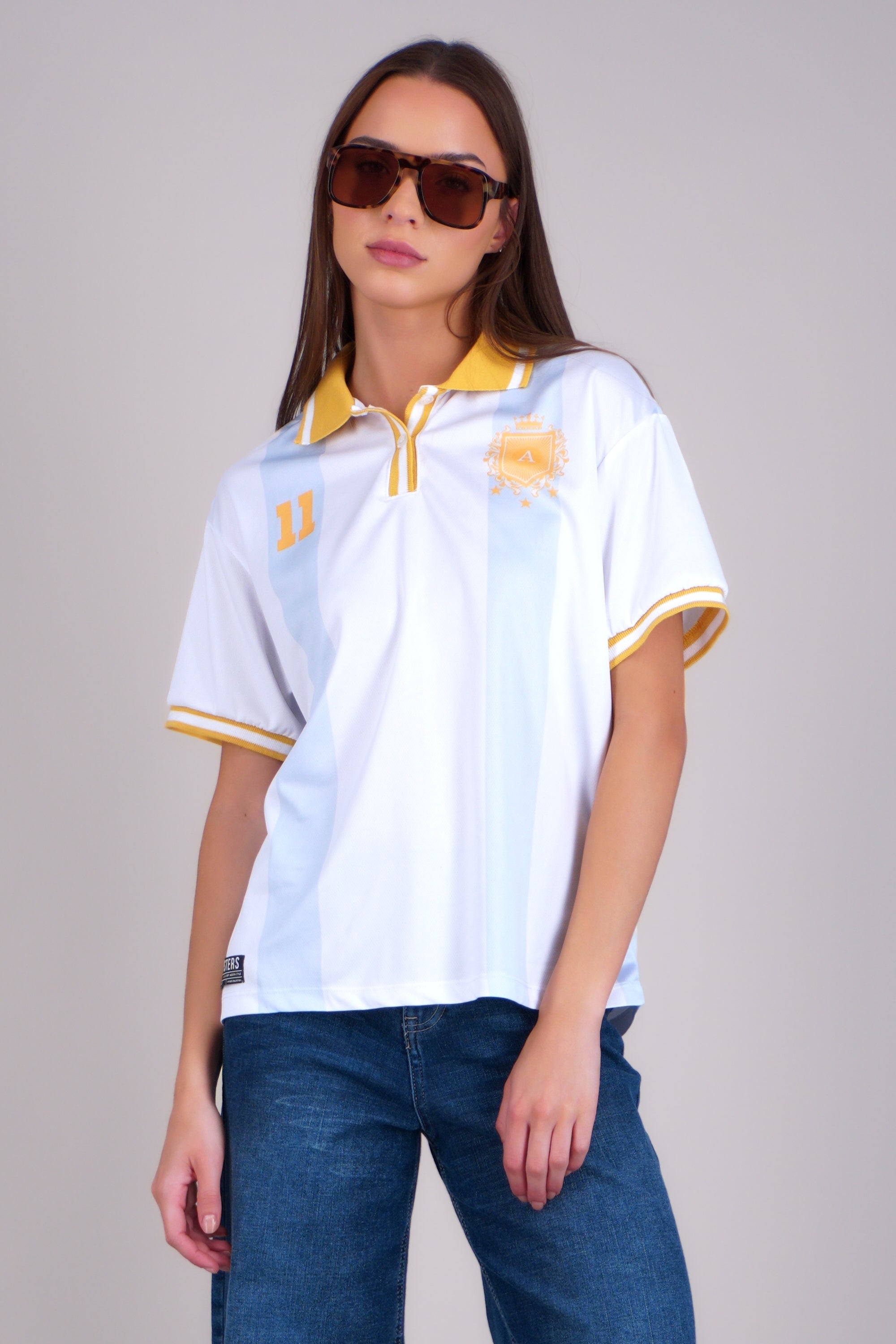 Jersey polo oversized clásico Argentina BLANCO COMBO