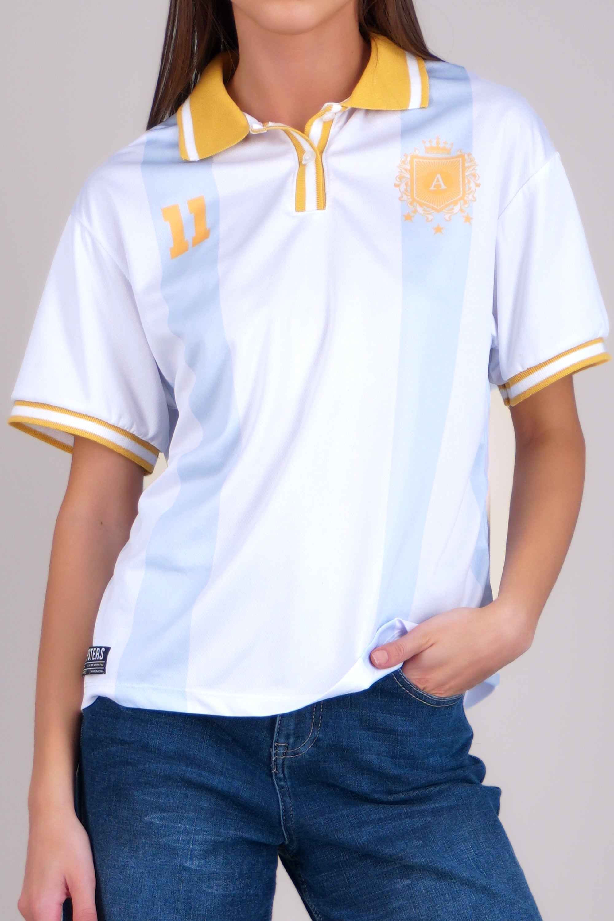 Jersey polo oversized clásico Argentina BLANCO COMBO