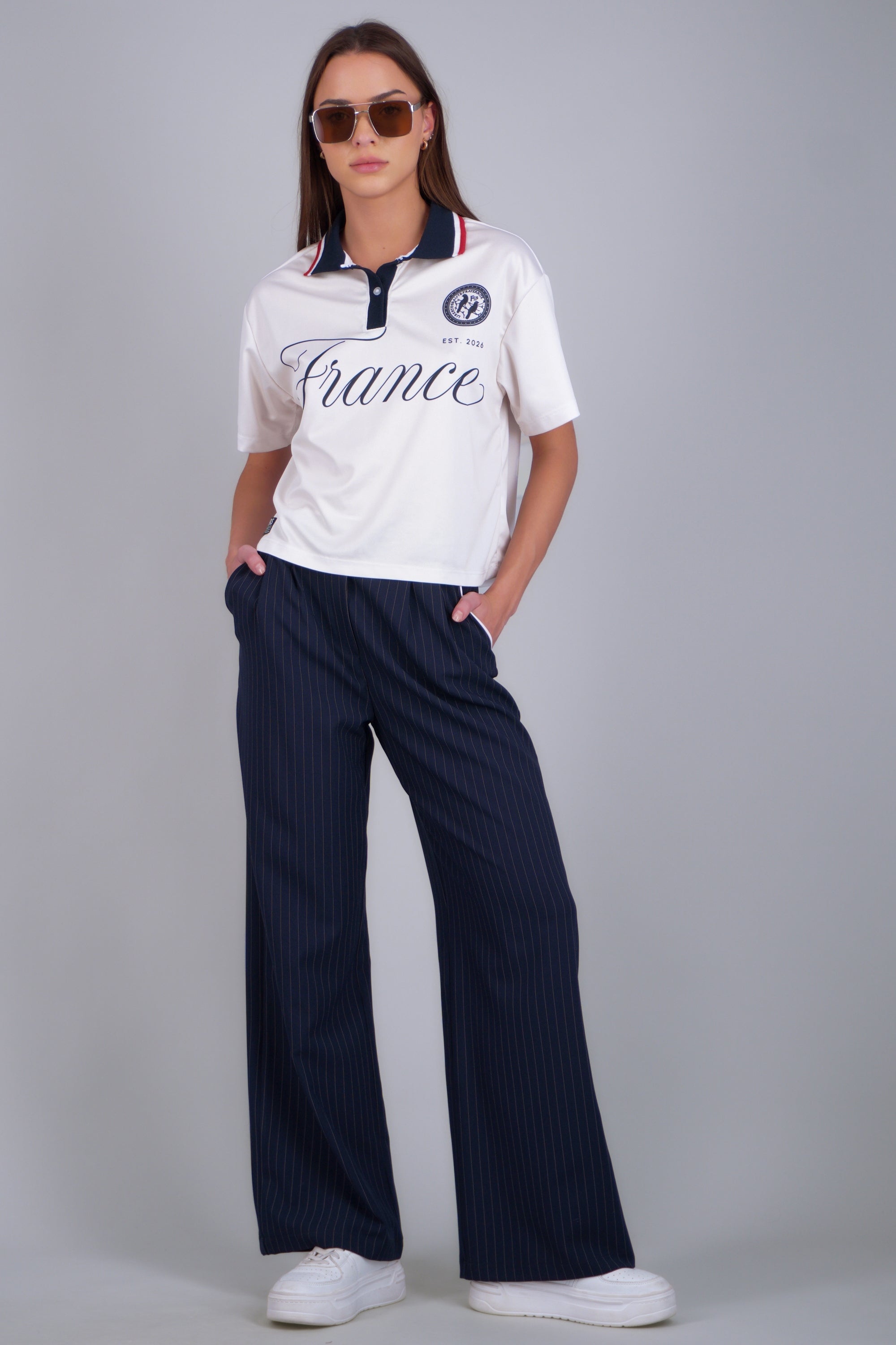 Jersey polo fit boxy Francia HUESO COMBO
