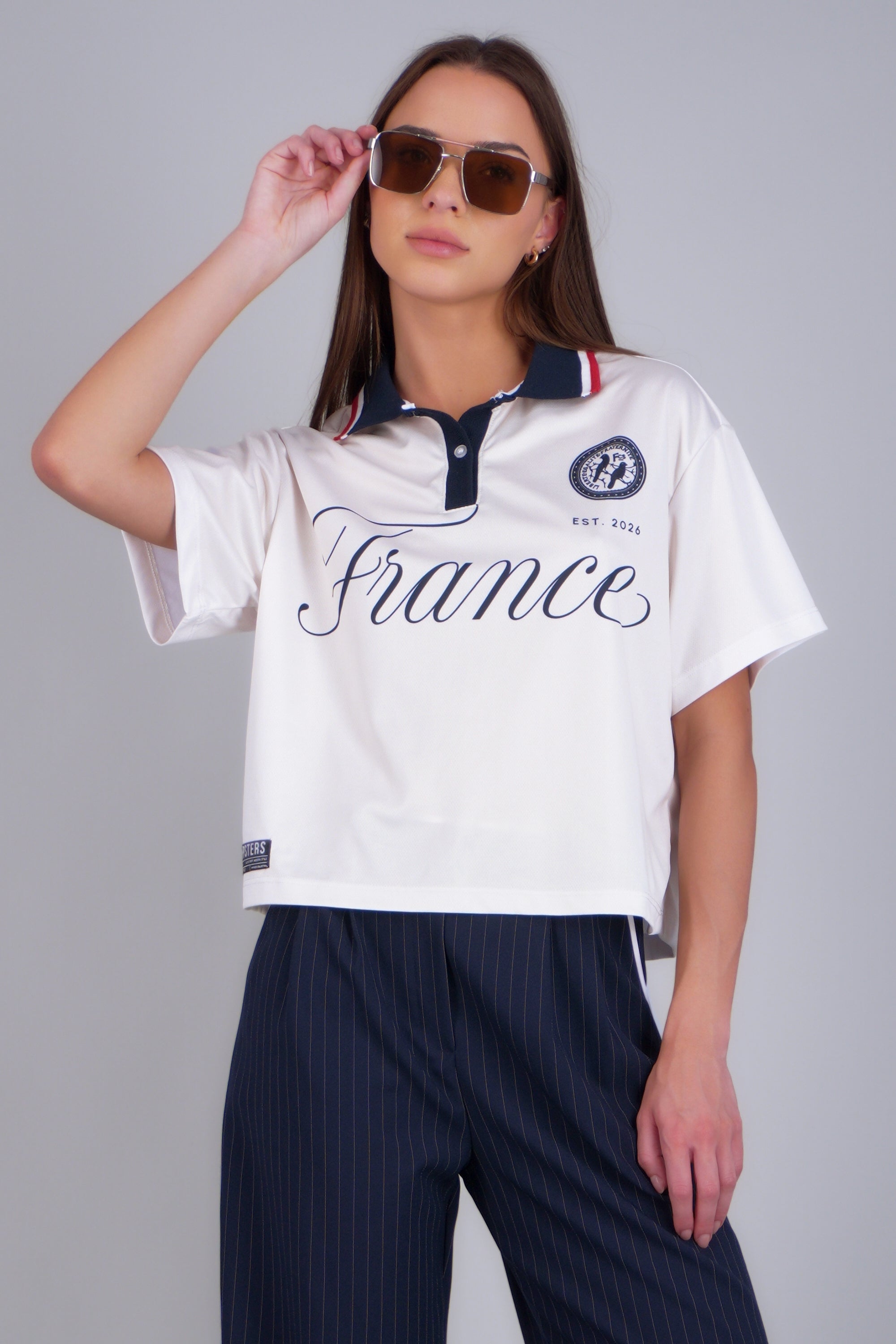 Jersey polo fit boxy Francia HUESO COMBO