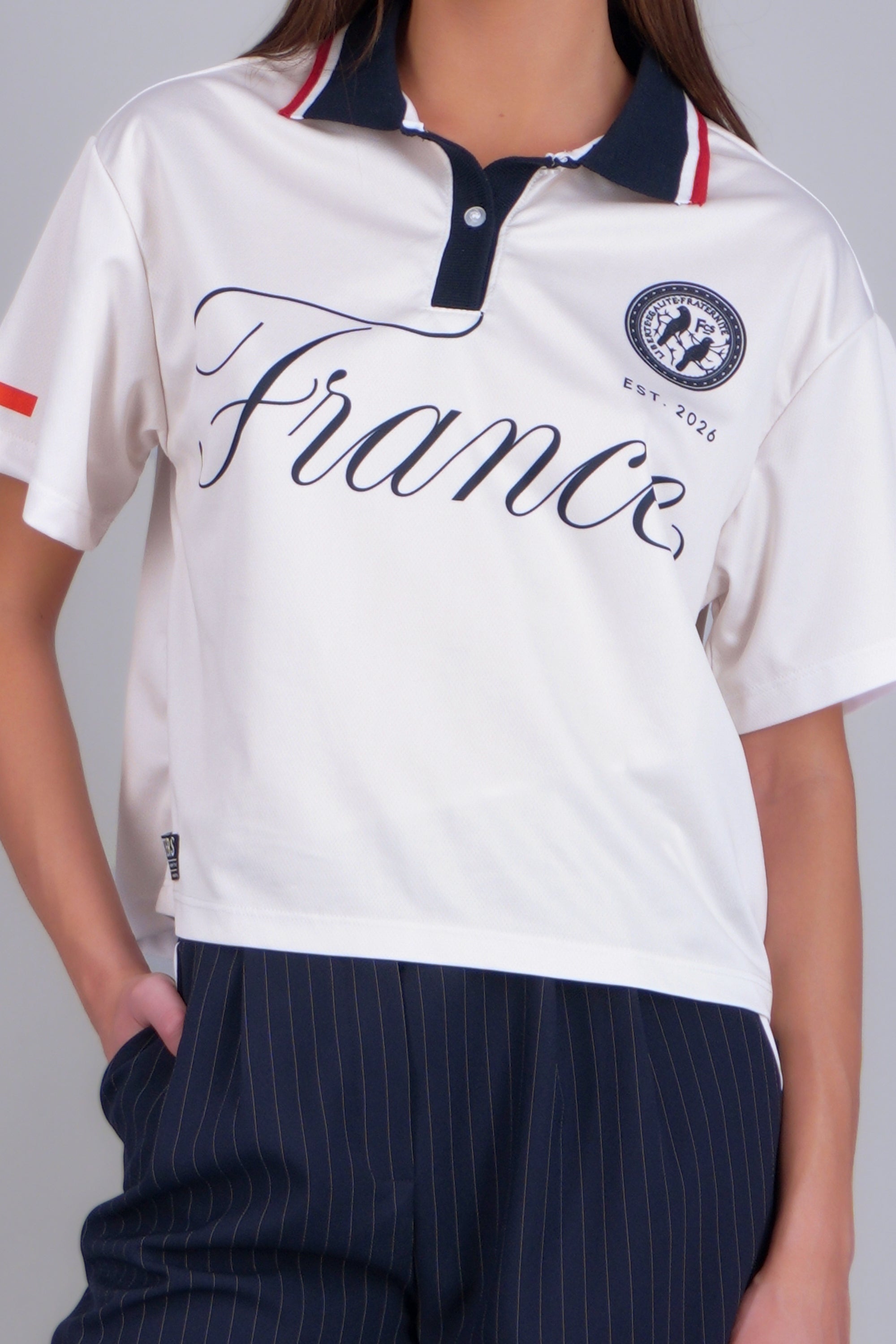Jersey polo fit boxy Francia HUESO COMBO