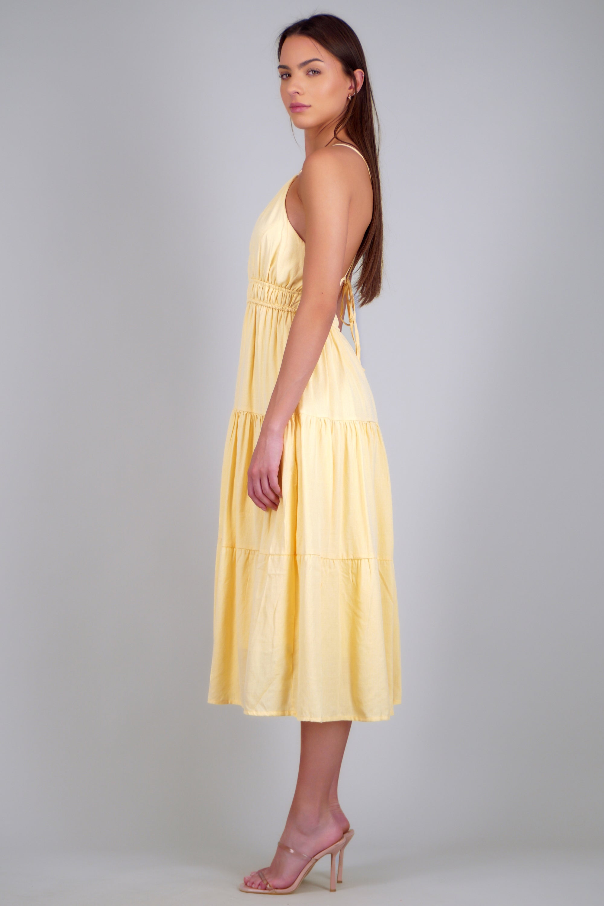 Vestido maxi popelina AMARILLO PASTEL
