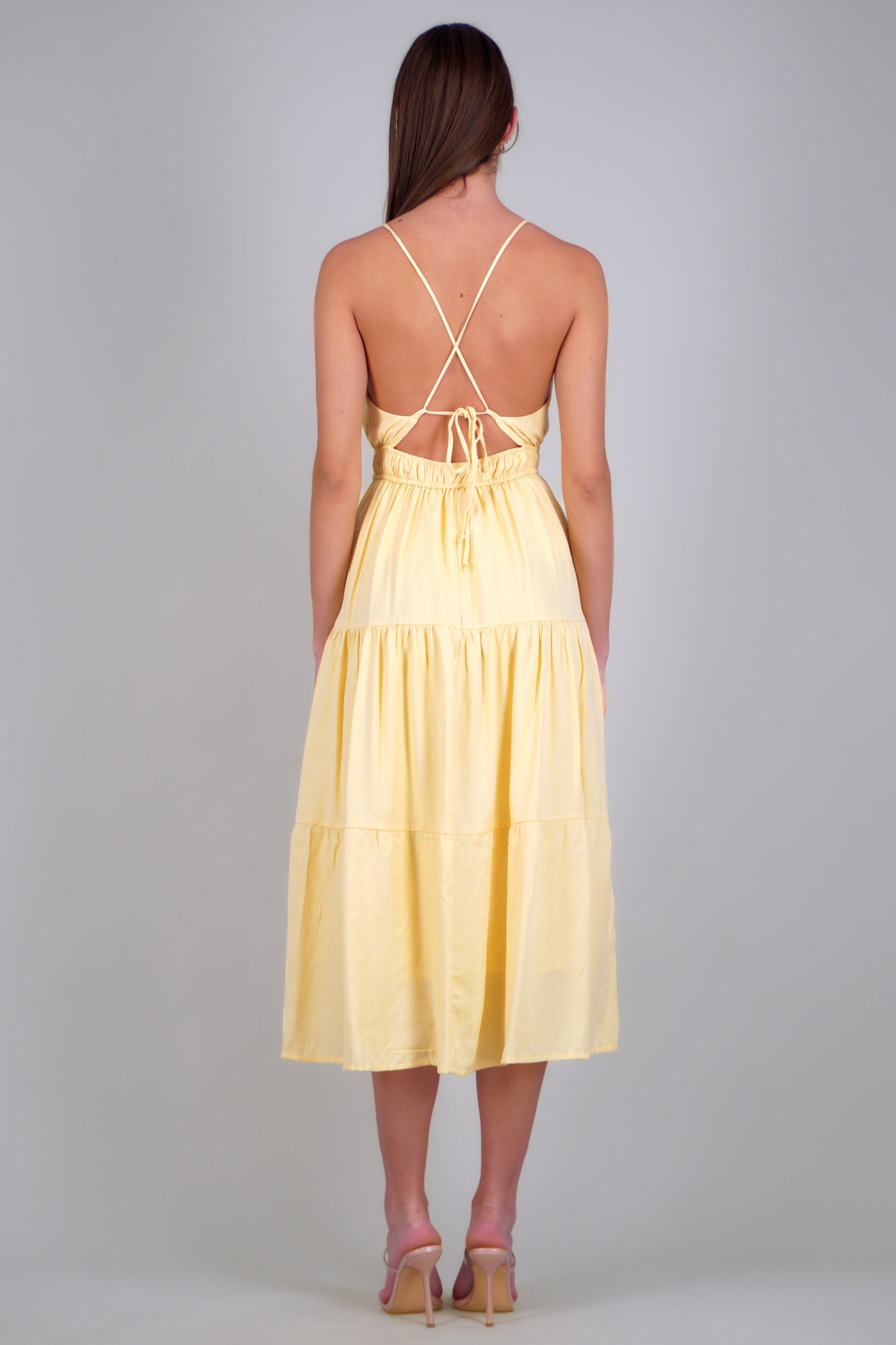 Vestido maxi popelina AMARILLO PASTEL