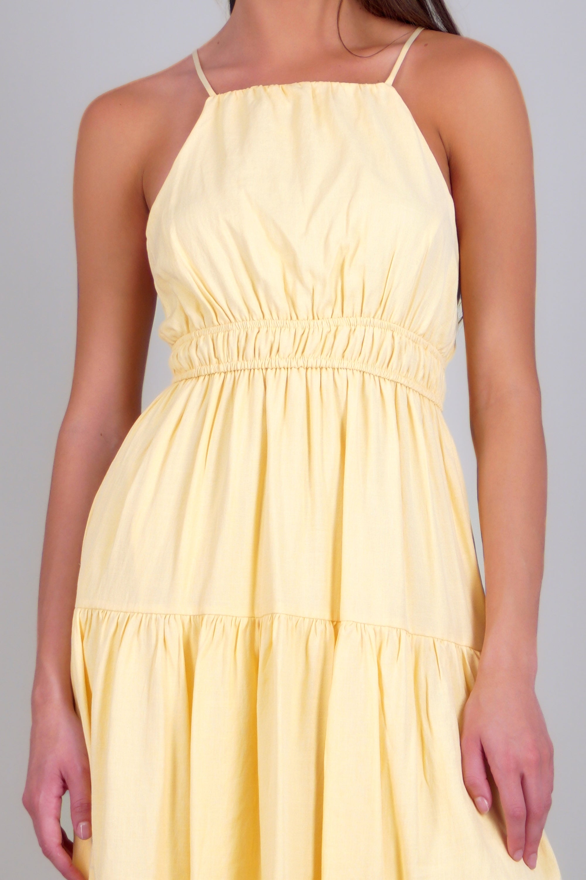 Vestido maxi popelina AMARILLO PASTEL